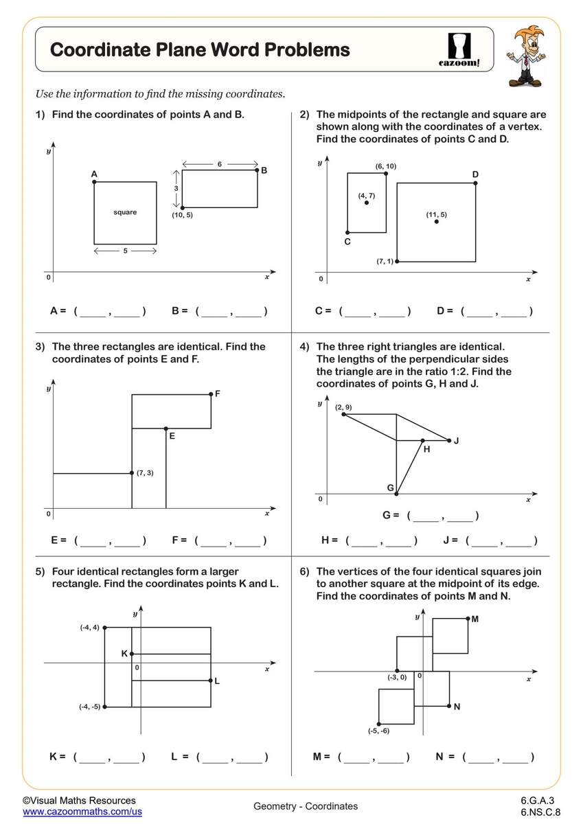Coordinate Plane Word Problems Worksheet Fun And Engaging 6th Grade PDF Worksheets Cazoom Math