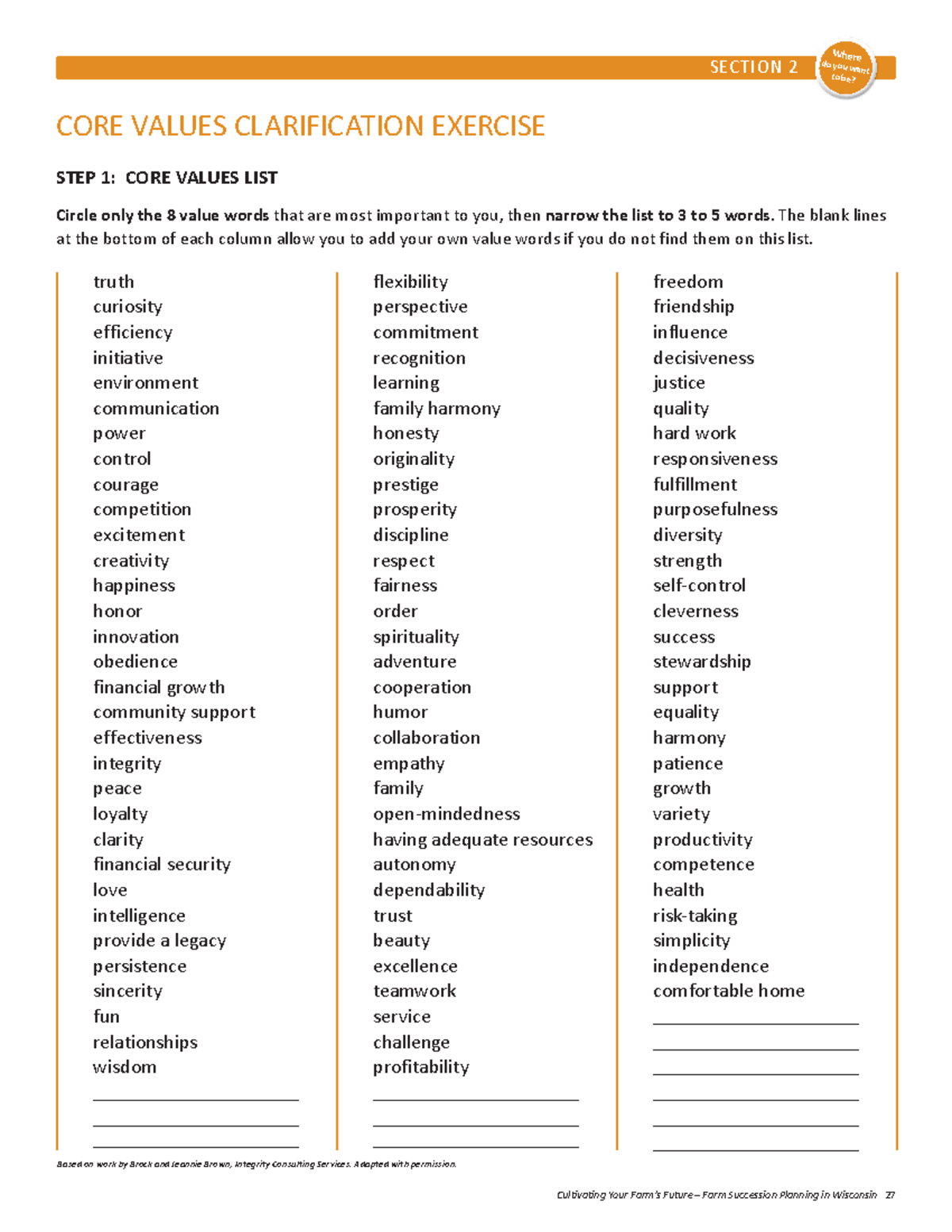 Core Values Clarification Exercise Self Reflection Activity Studocu