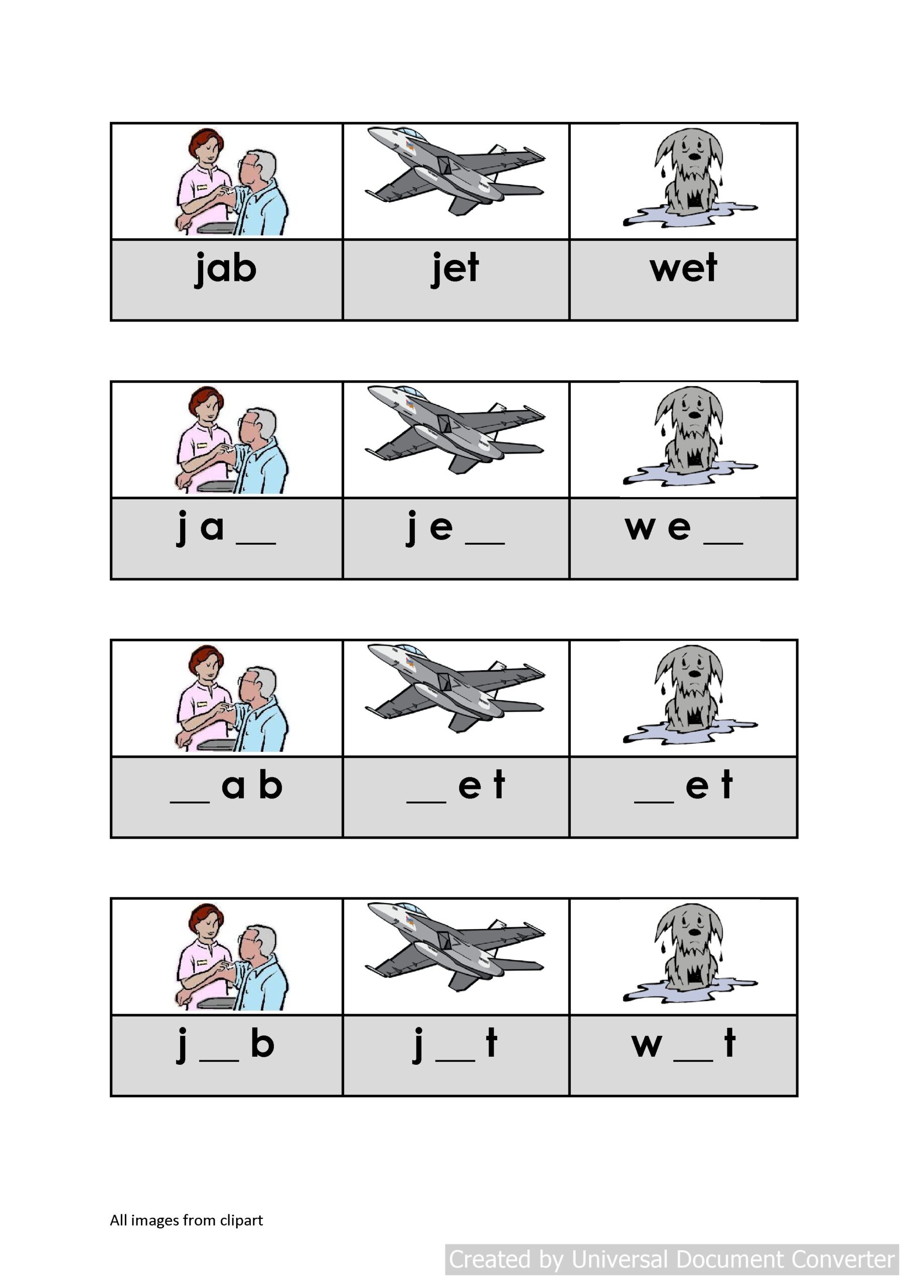 Letter J Look At The Image And Clip The Correct Word Group 1 Ezpzphonics