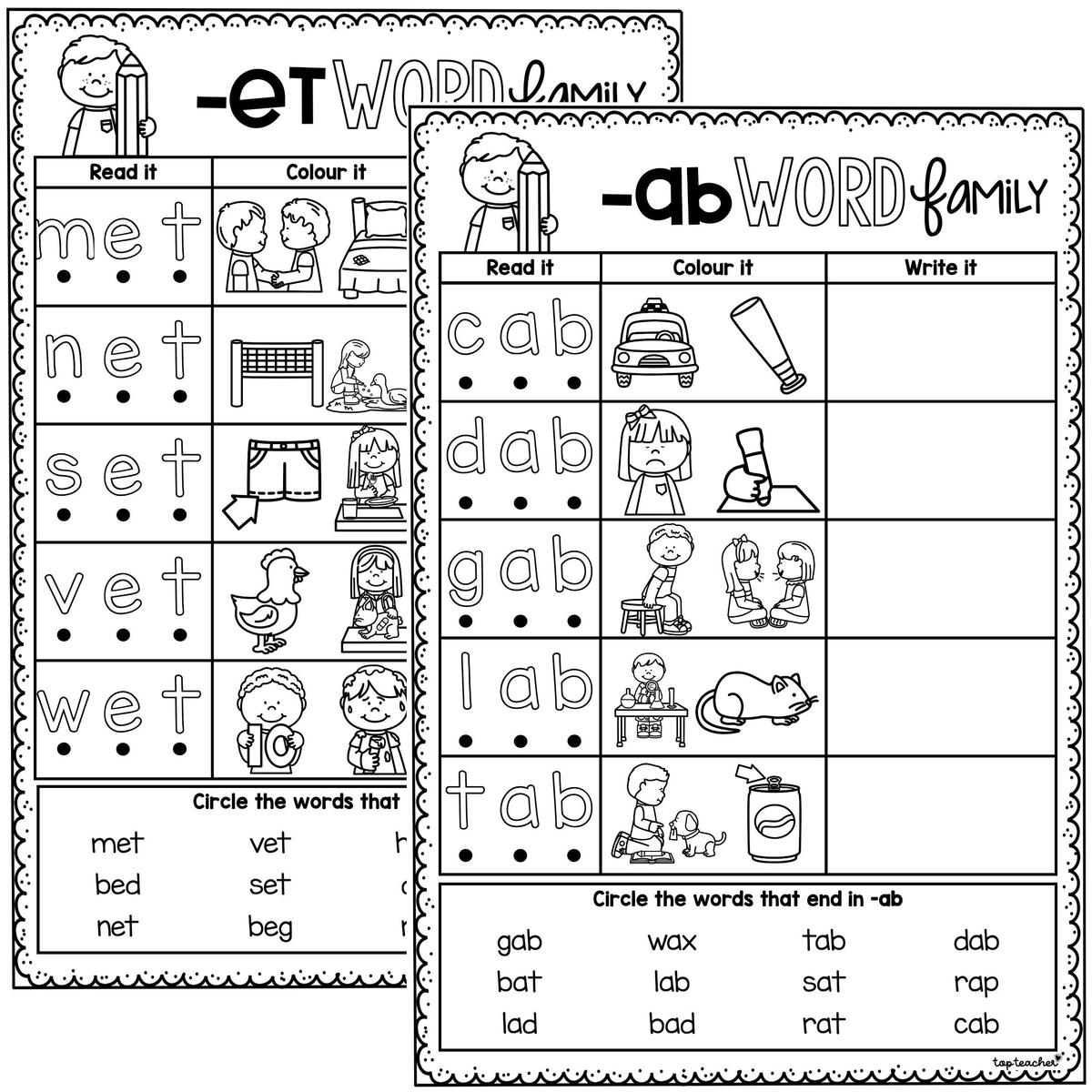 CVC Word Family Worksheets Top Teacher