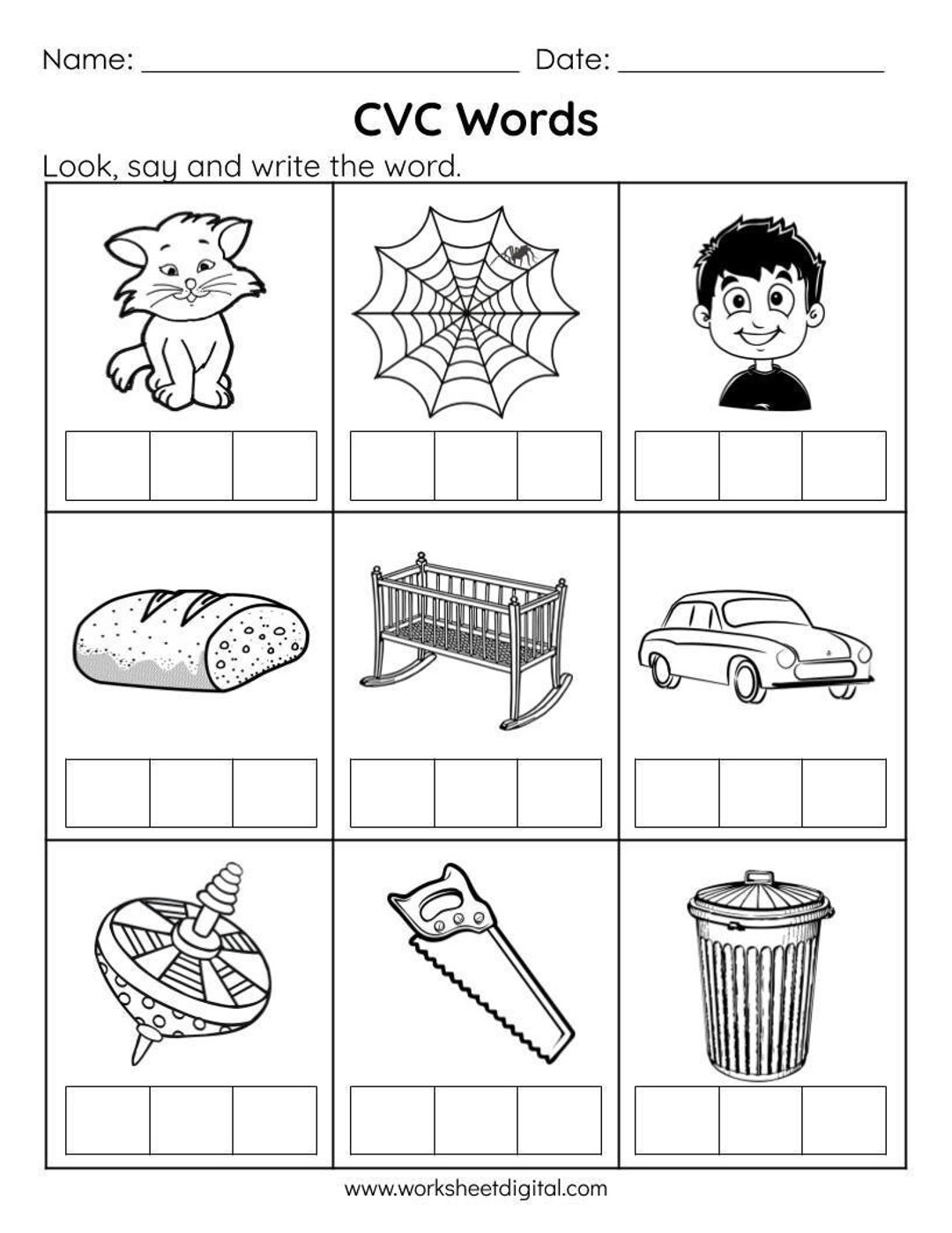 CVC Words Phonics Worksheets Say And Write Printable With Answers Etsy CVC Words Phonics Worksheets Say And Write Printable With Answers Etsy