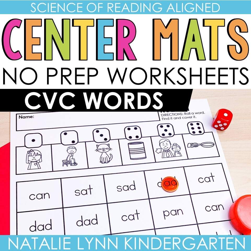 CVC Words Science Of Reading Aligned No Prep Literacy Center Mats Worksheets