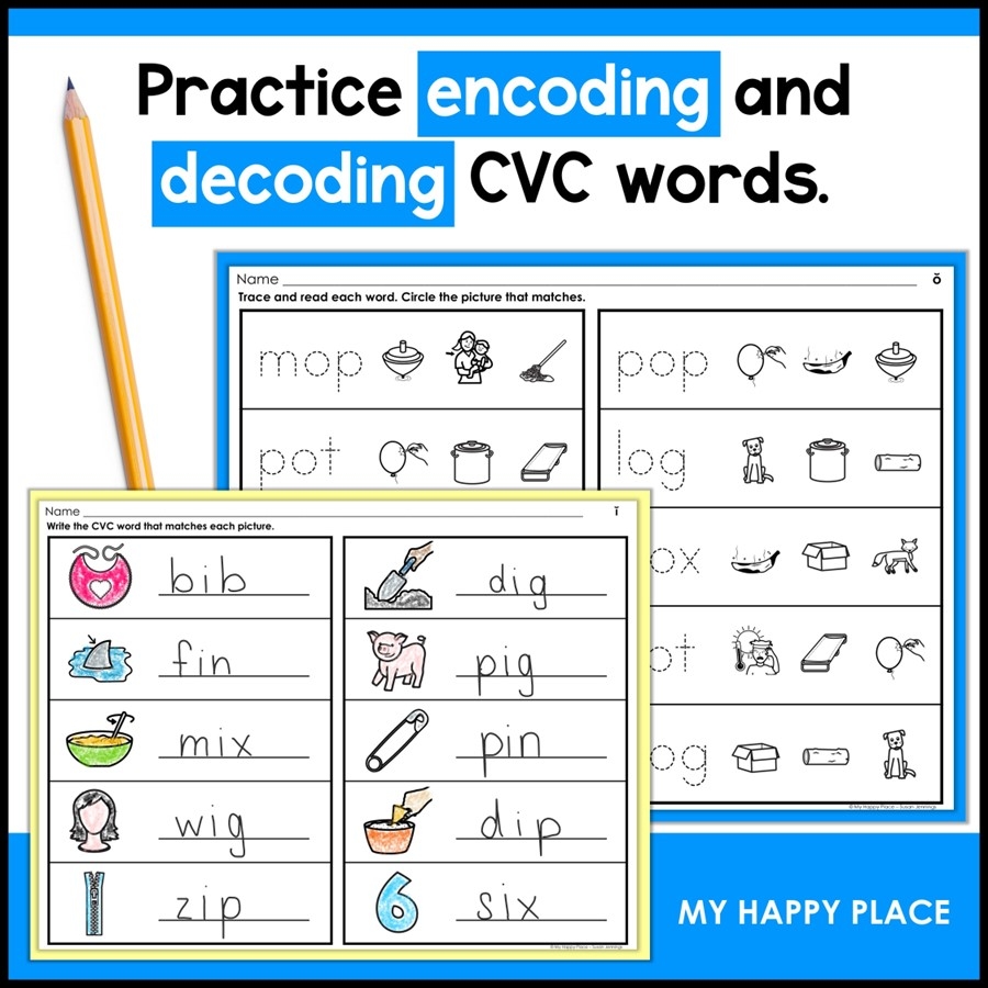 CVC Words Worksheets Kindergarten Phonics Practice