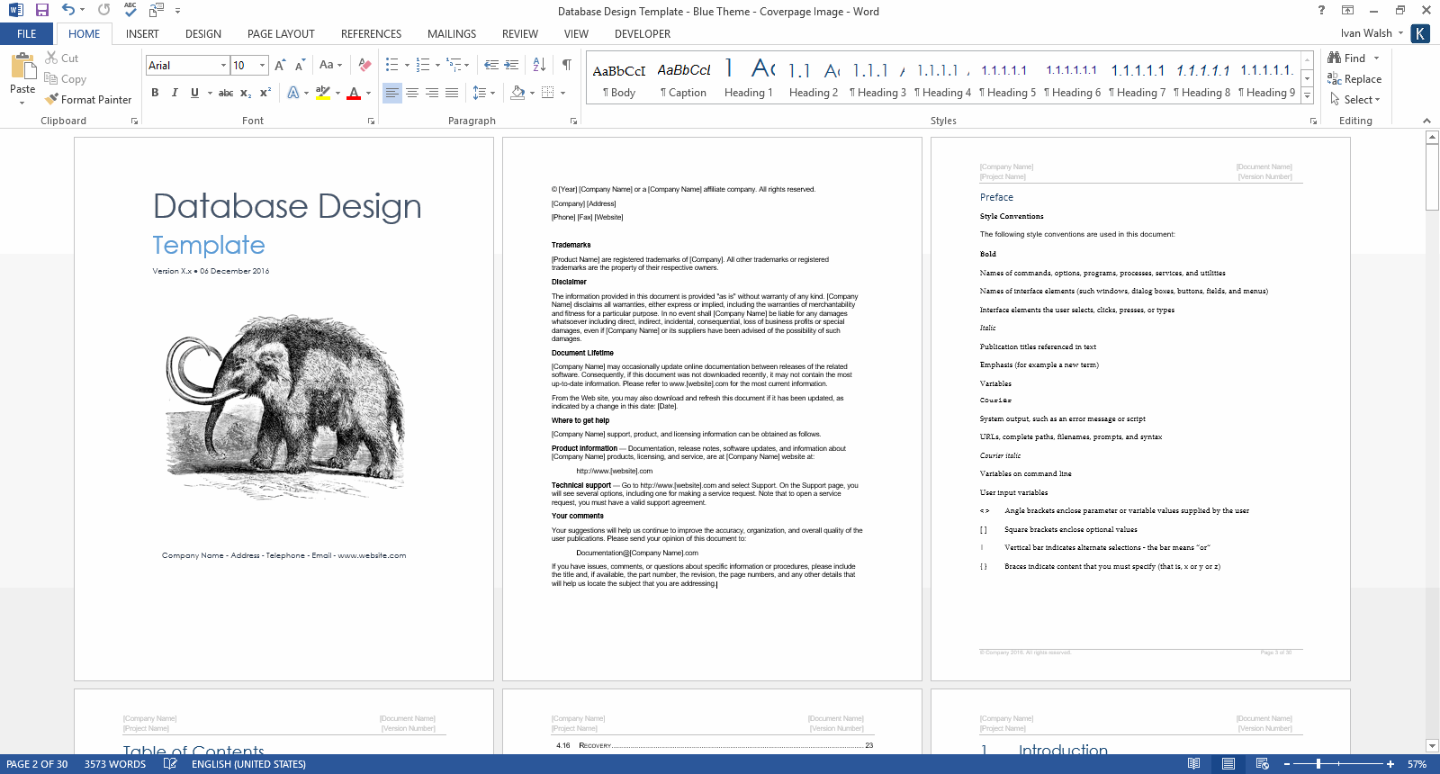 Database Design Document MS Word Template MS Excel Data Model MS Office Templates With AI Prompts