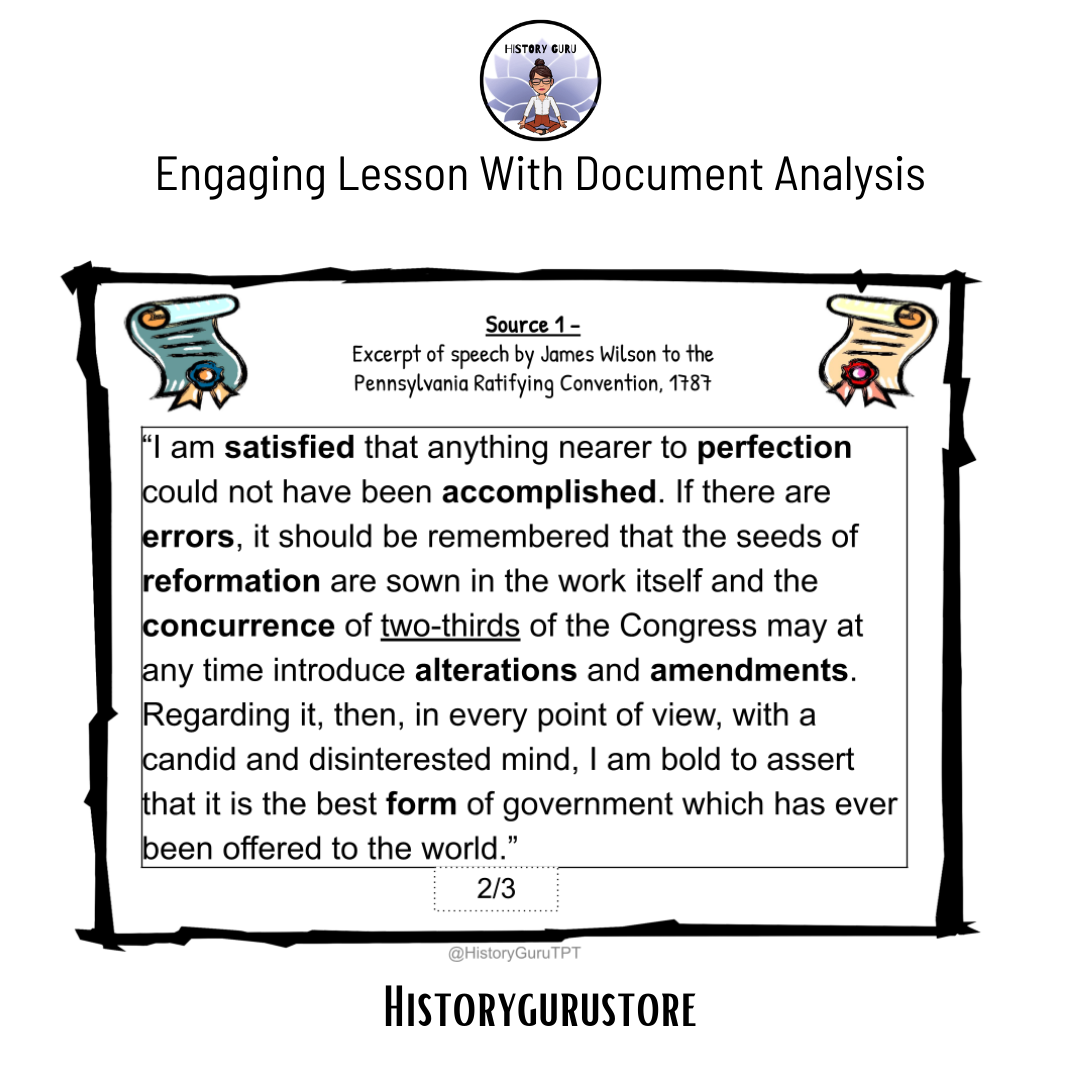 DBQ Mini Ratification Of The U S Constitution SS 8 A 3 11 By History Guru Store Classful