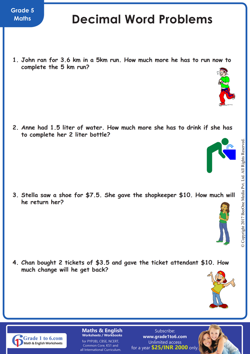 Decimal Word Problem Worksheet Grade1to6 Worksheets Library Decimal Word Problem Worksheet Grade1to6 Worksheets Library