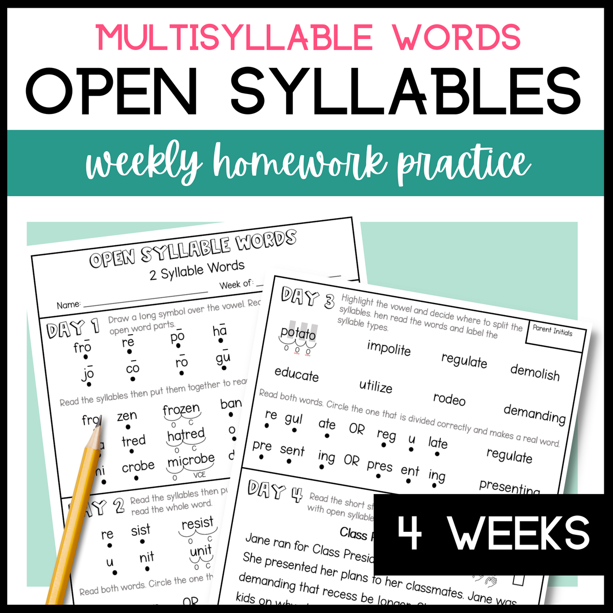 Decoding Multisyllabic Words Open Syllables Phonics Homework Decodable Text Classful Decoding Multisyllabic Words Open Syllables Phonics Homework Decodable Text Classful