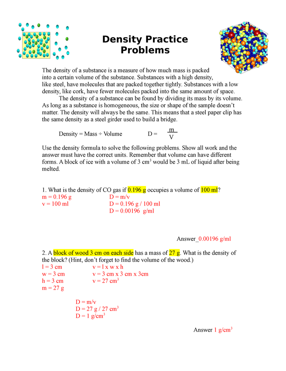 Density Problems Answer Key Density Practice Problems The Worksheets Library Density Problems Answer Key Density Practice Problems The Worksheets Library