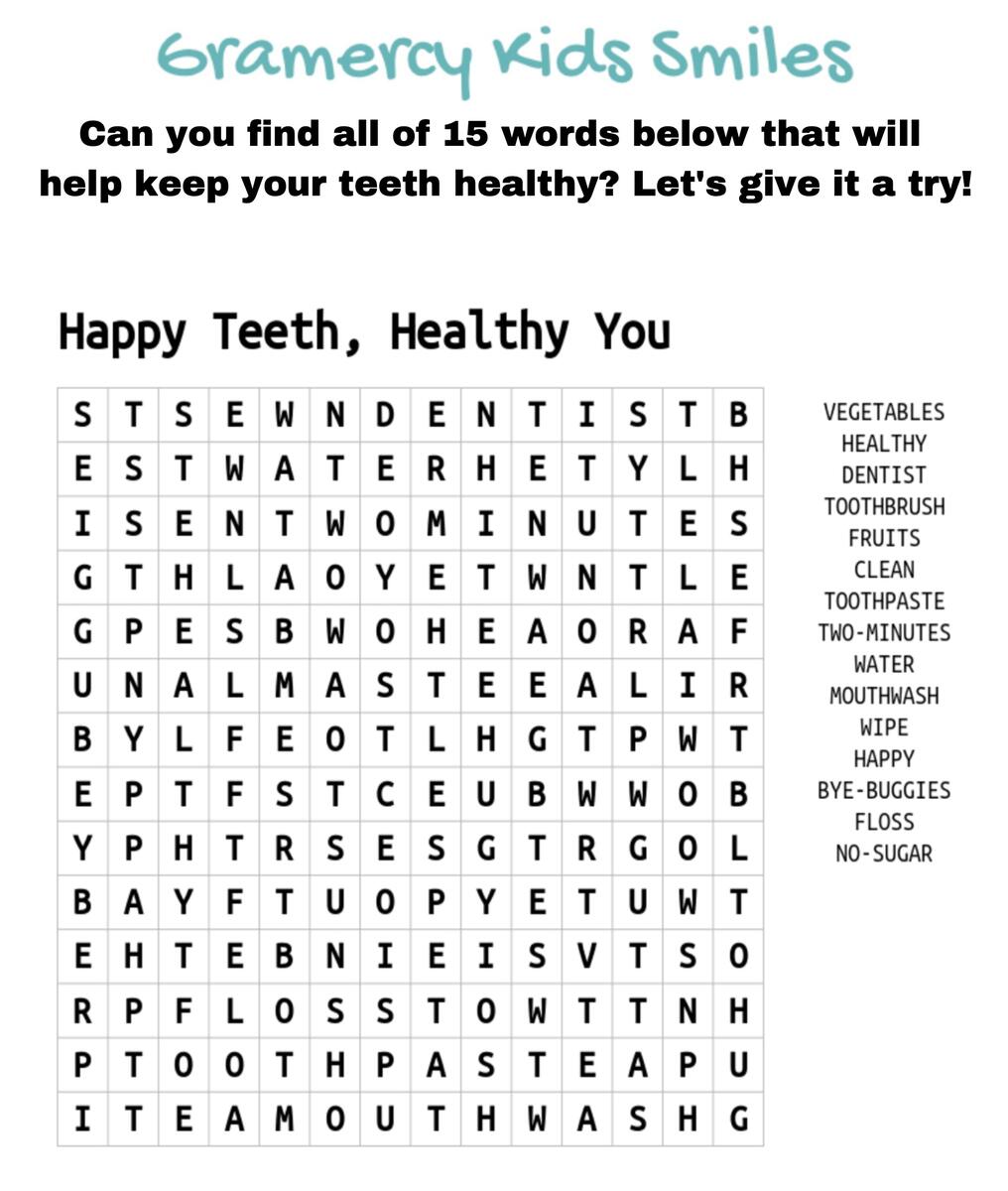 Dental Hygiene Worksheets For Kids Gramercy Kids Smiles