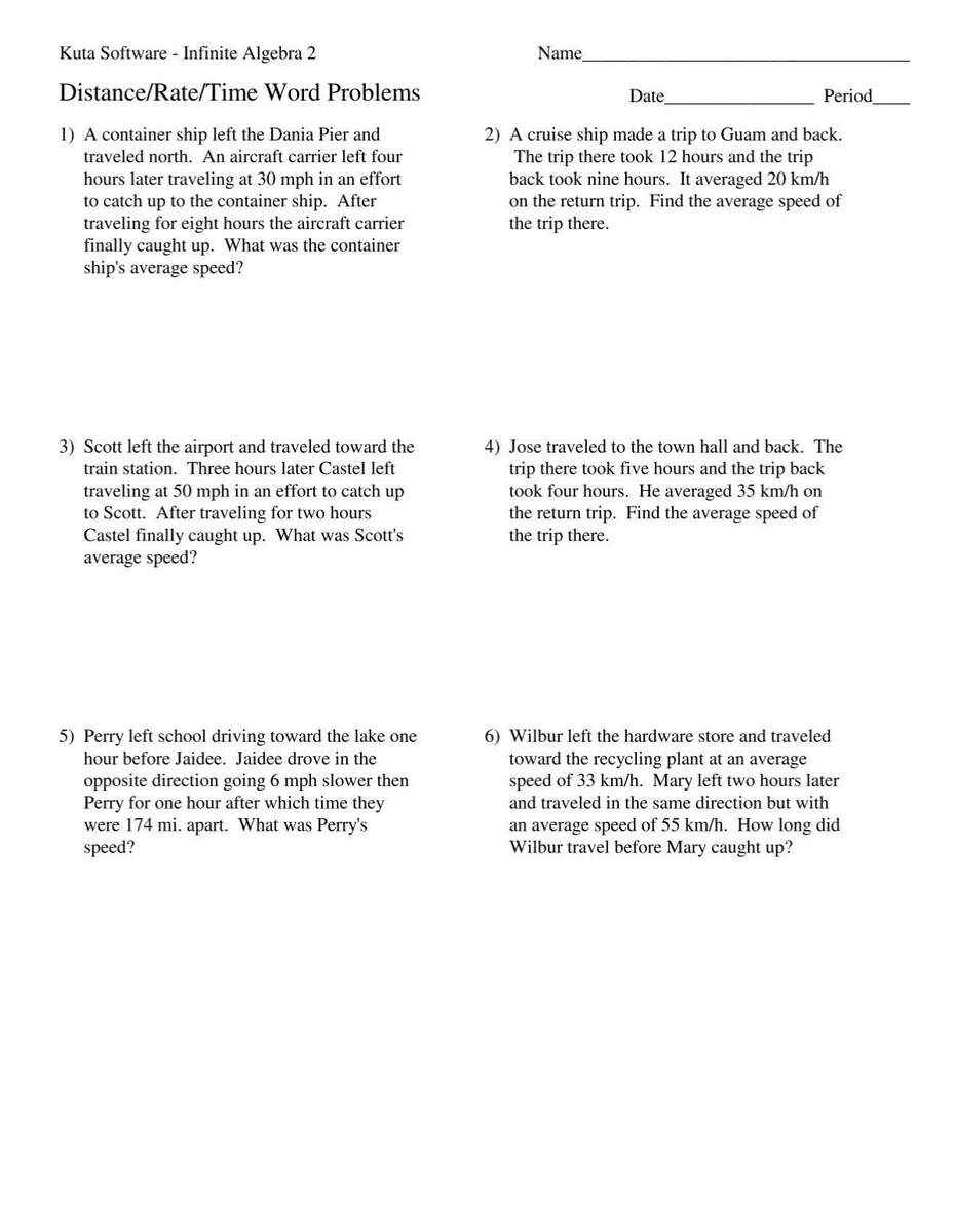 Distance Rate Time Word Problems Pdf Eastchester High School