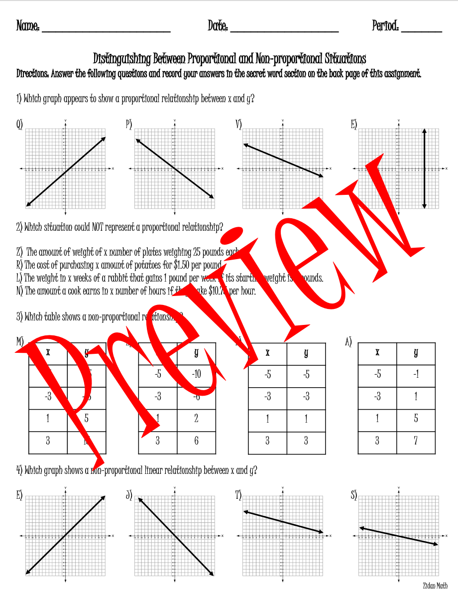 Distinguish Proportional Non Proportional Made By Teachers