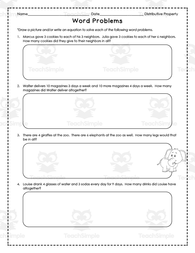 Distributive Property Word Problems By Teach Simple Distributive Property Word Problems By Teach Simple