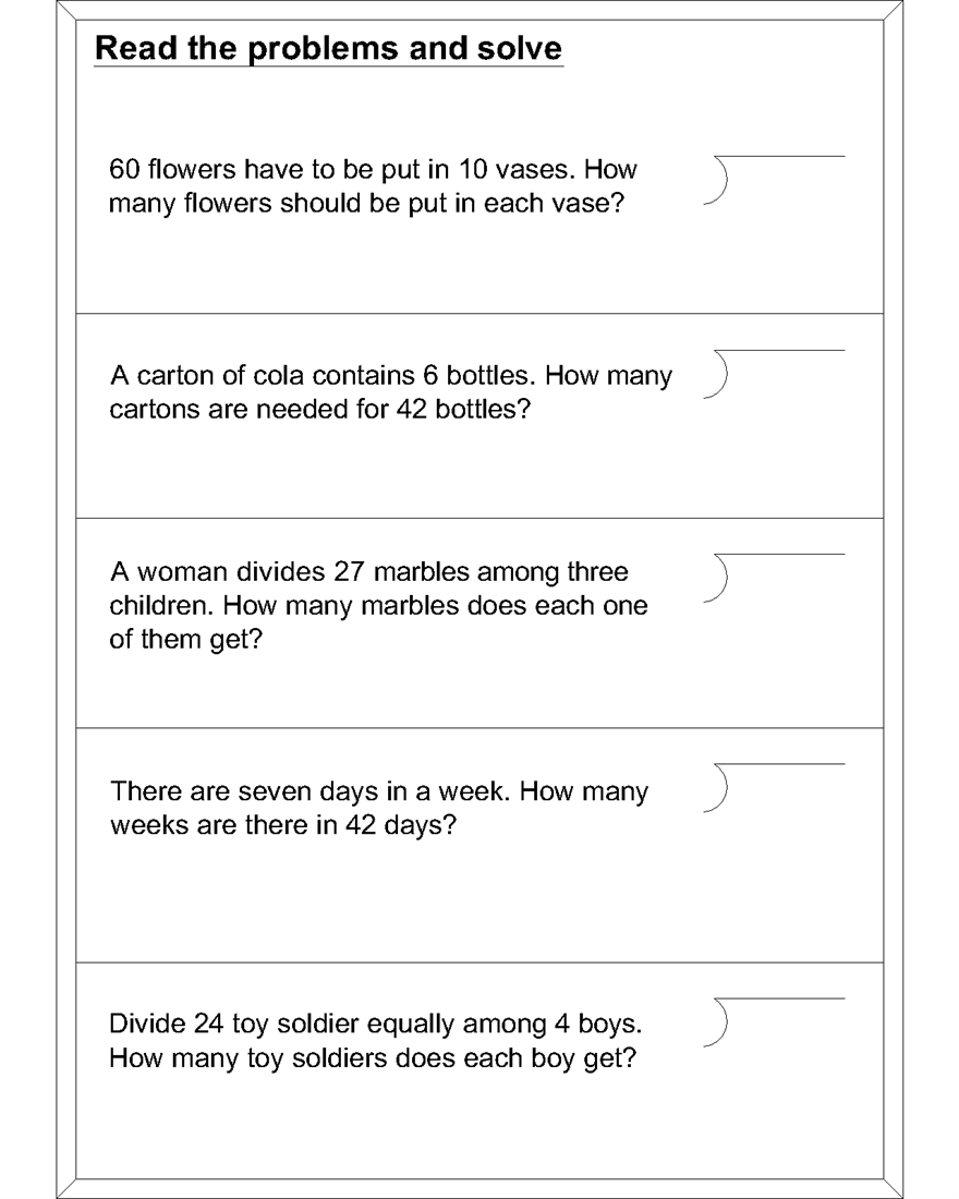 Division Word Problem Worksheets Division Word Problem Worksheets