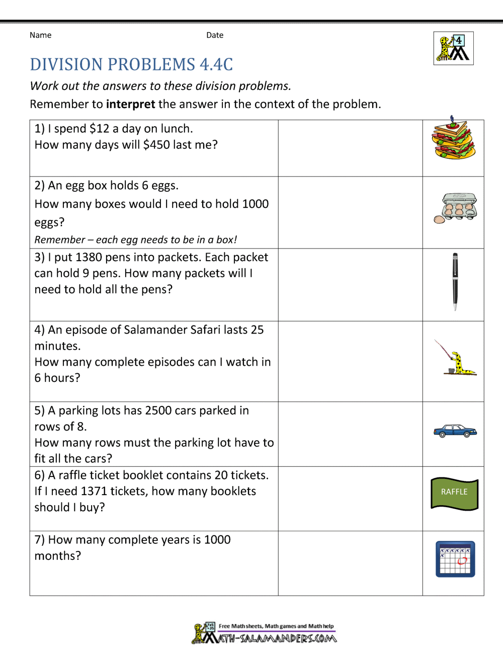 Division Word Problems 3 2 W Remainder Worksheet Download