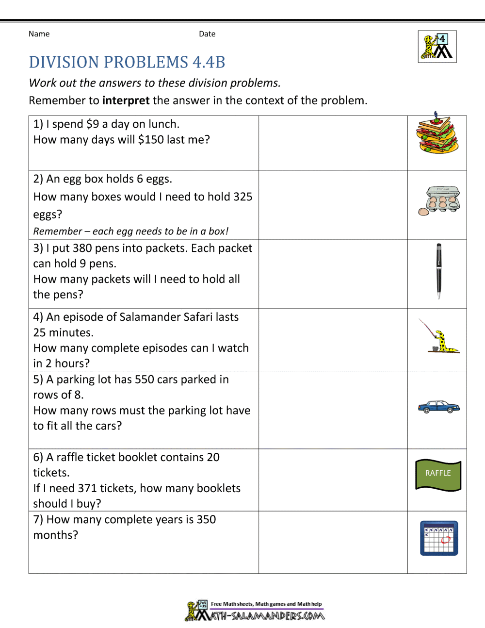 Division Worksheets Grade 4 Division Worksheets Grade 4