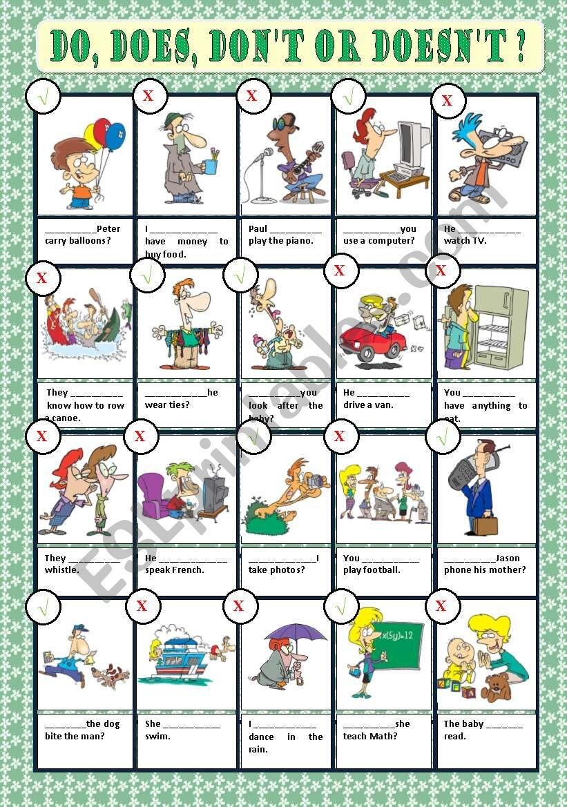 DO DOES DON T OR DOESN T ESL Worksheet By Princesss DO DOES DON T OR DOESN T ESL Worksheet By Princesss