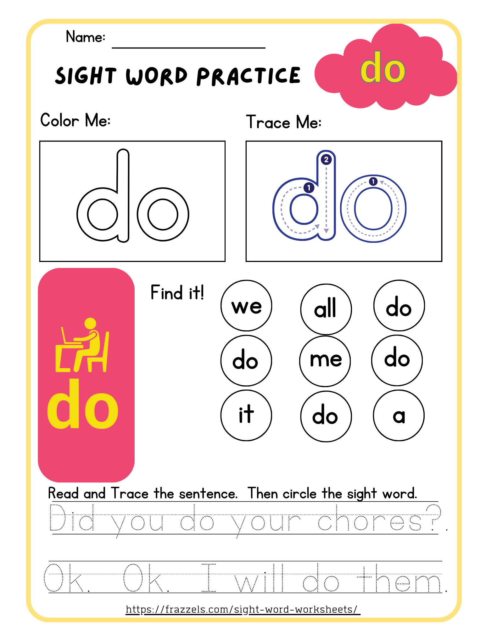 Do FREE Sight Word Worksheet Frazzels Do FREE Sight Word Worksheet Frazzels