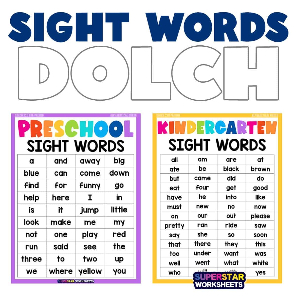 Dolch Sight Words Superstar Worksheets Dolch Sight Words Superstar Worksheets