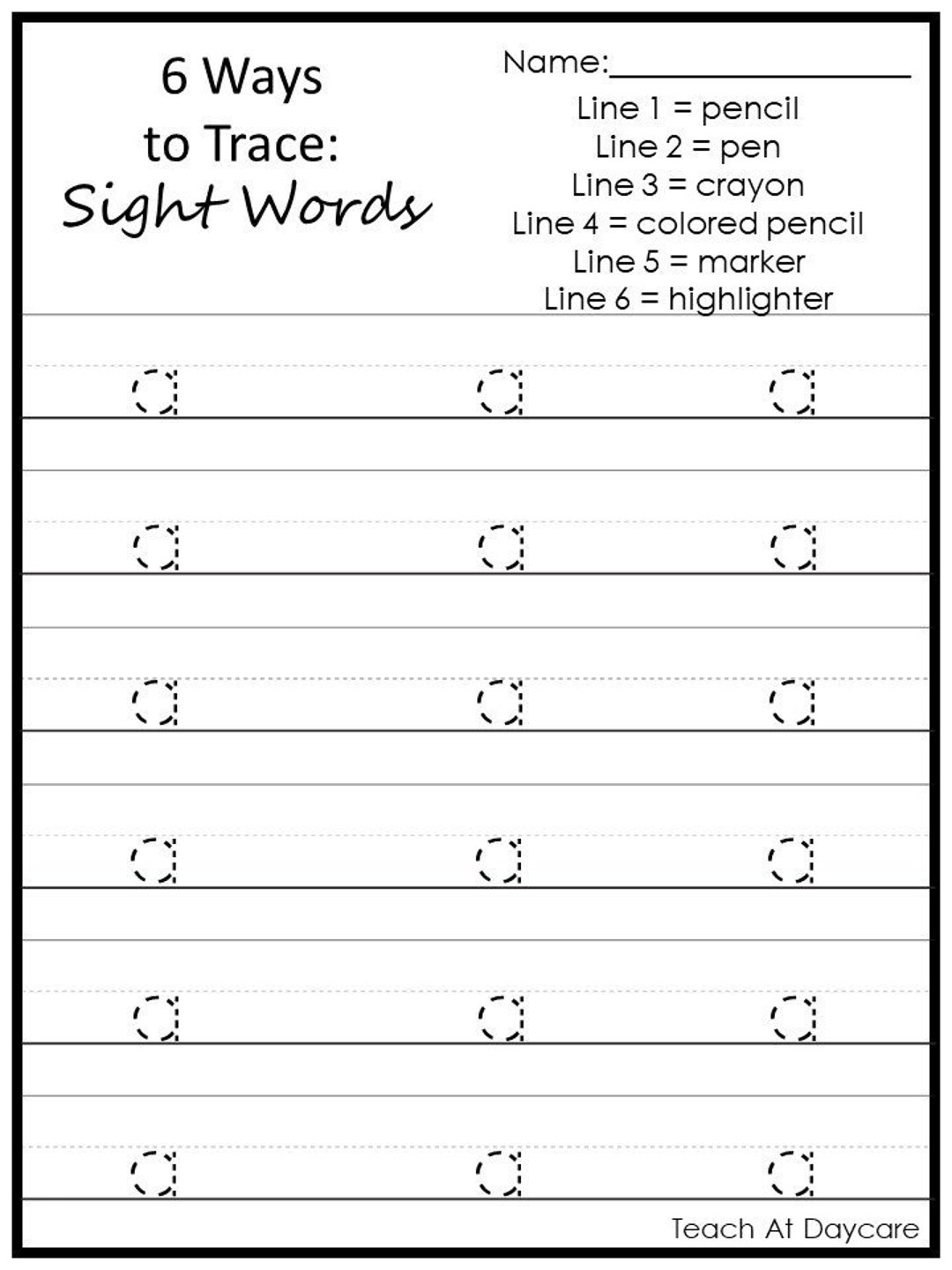 Dolch Sight Words Tracing Worksheets Preschool Prek Printable PDF Etsy Dolch Sight Words Tracing Worksheets Preschool Prek Printable PDF Etsy