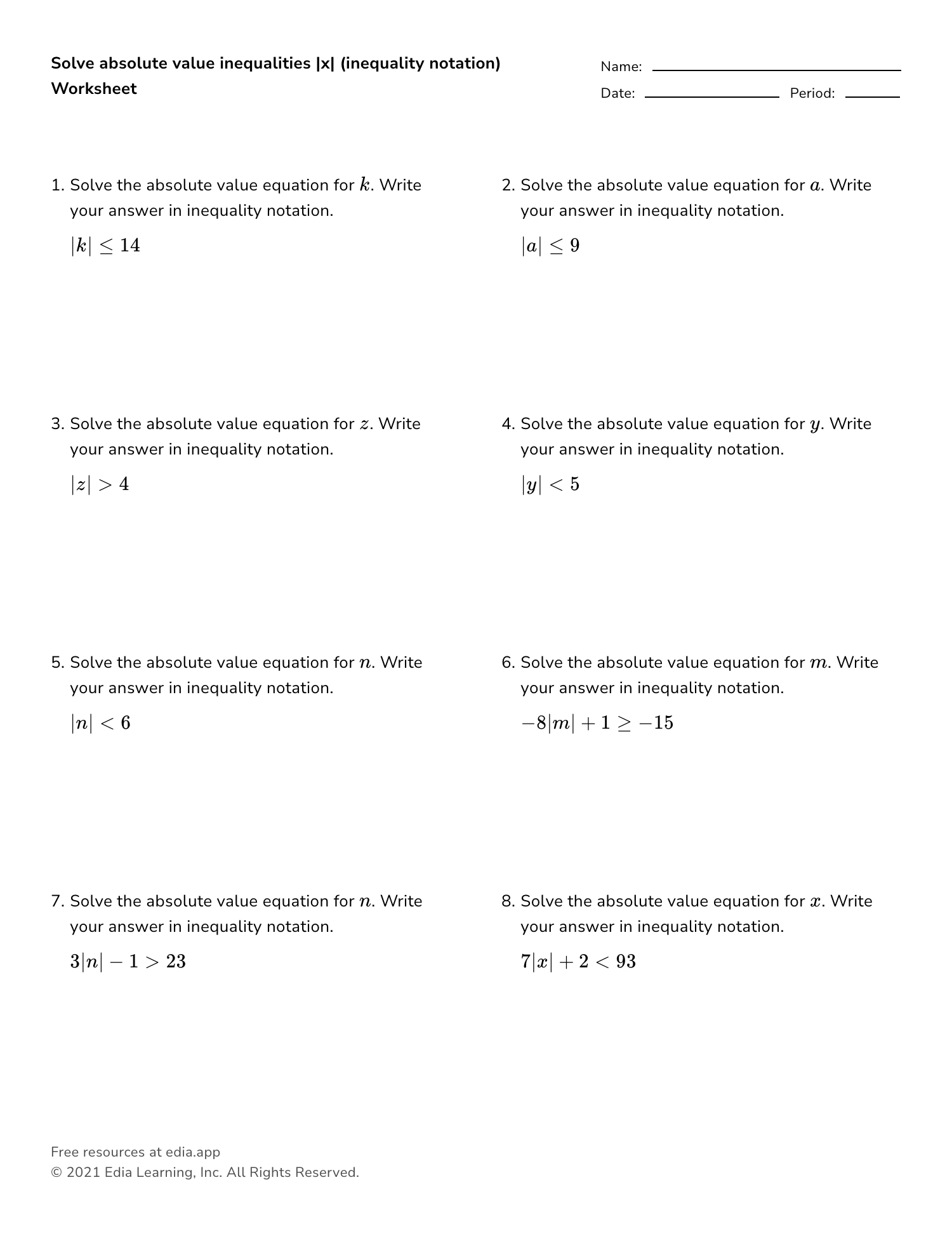 Edia AI Platform For Student Outcomes Word Problems With Absolute Value Inequalities Expii Worksheets Library