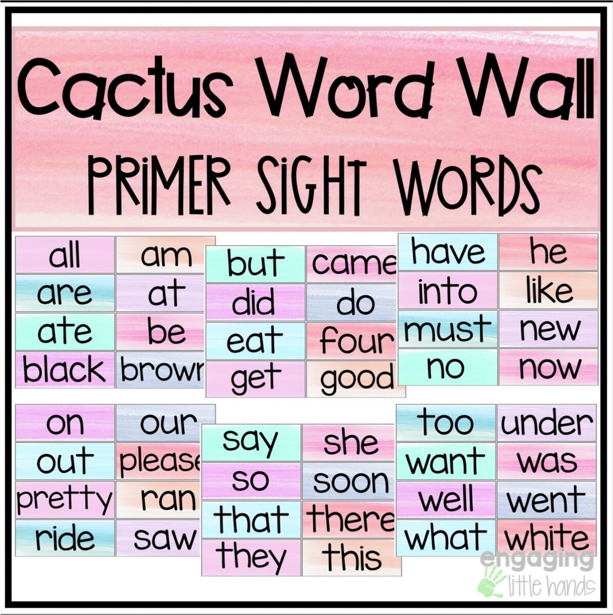 Editable Cactus Word Wall Common Sight Words Classful