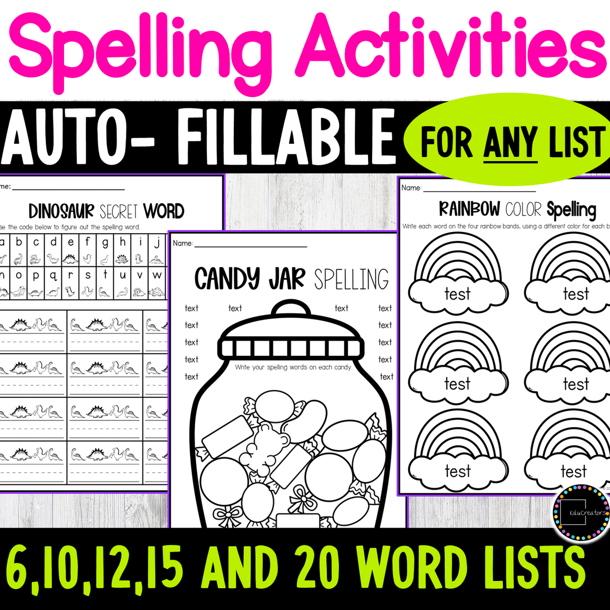 Editable Spelling Word Practice Activities For Any Spelling List Worksheets Classful