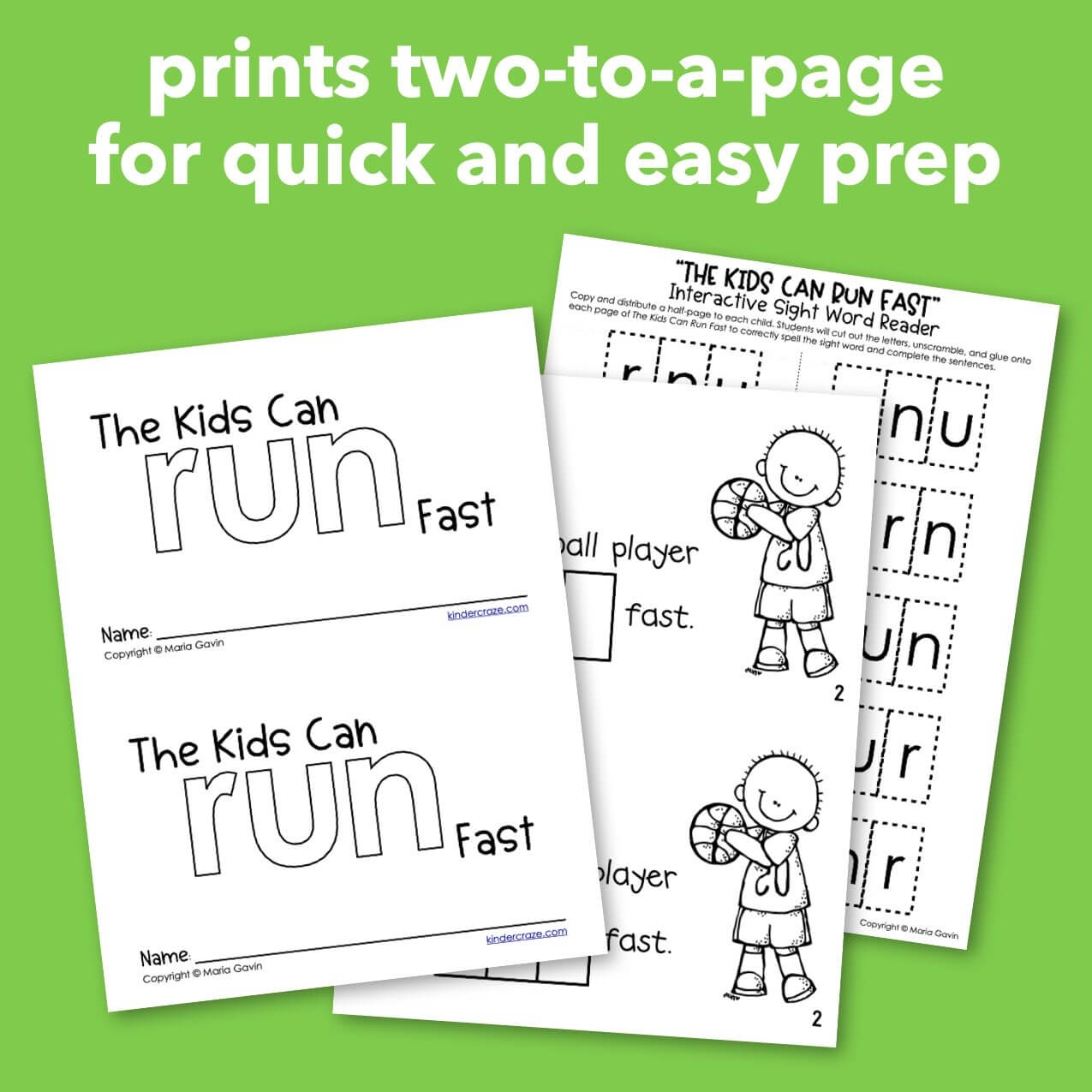 Emergent Reader For Sight Word RUN The Kids Can Run Fast Sight Word Book Kinder Craze Emergent Reader For Sight Word RUN The Kids Can Run Fast Sight Word Book Kinder Craze