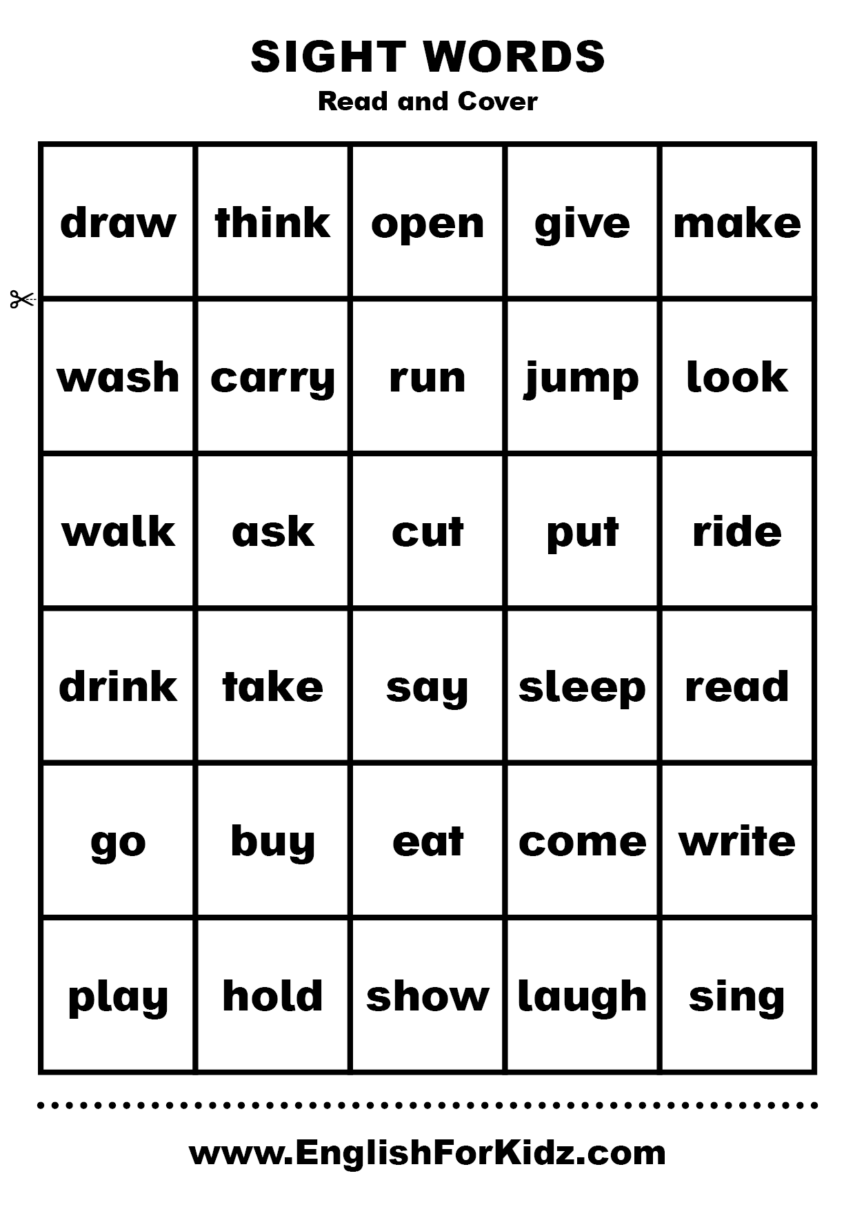English For Kids Step By Step Sight Words Worksheets
