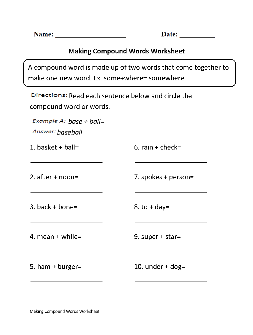 Englishlinx Compound Words Worksheets Englishlinx Compound Words Worksheets