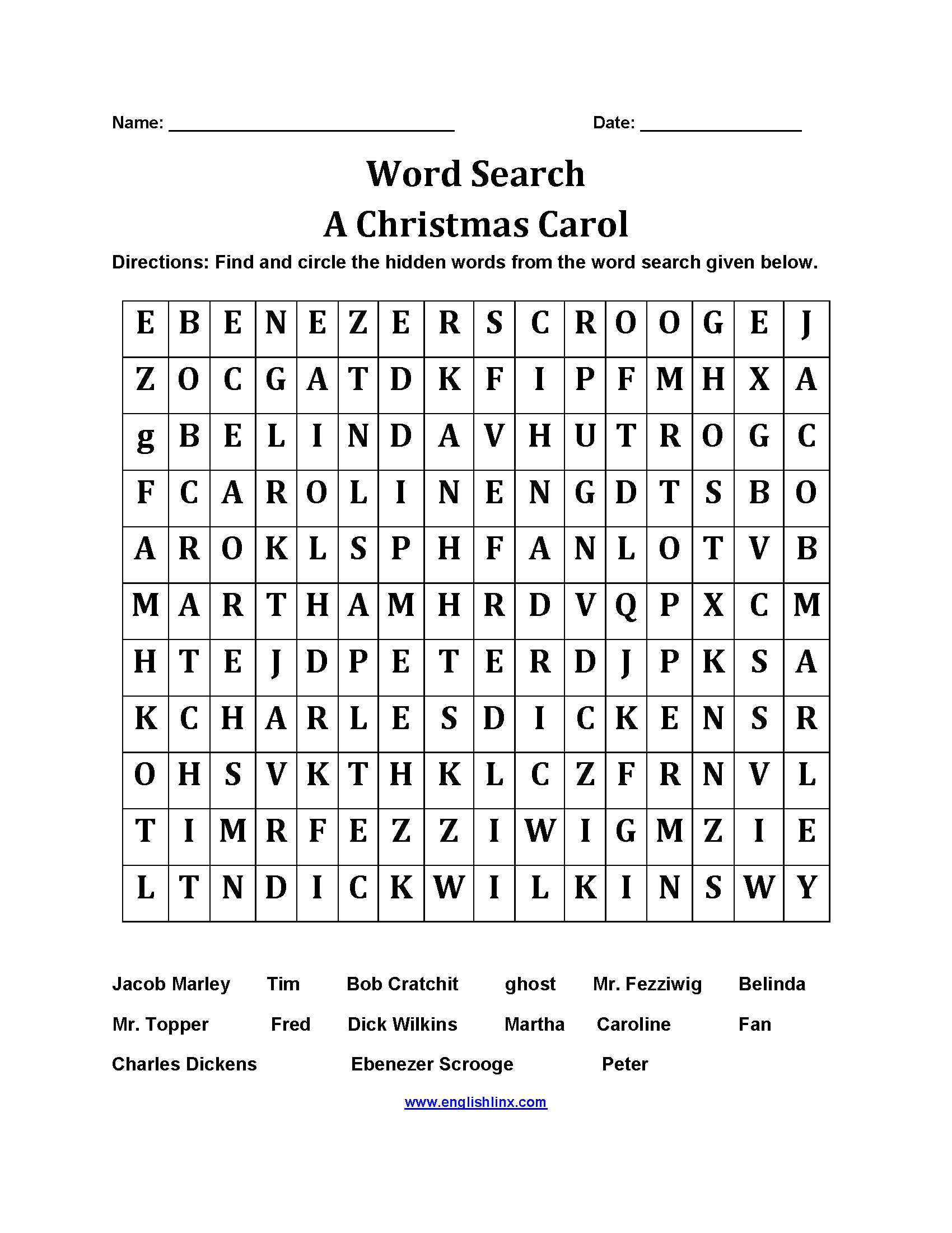 Englishlinx Word Search Worksheets