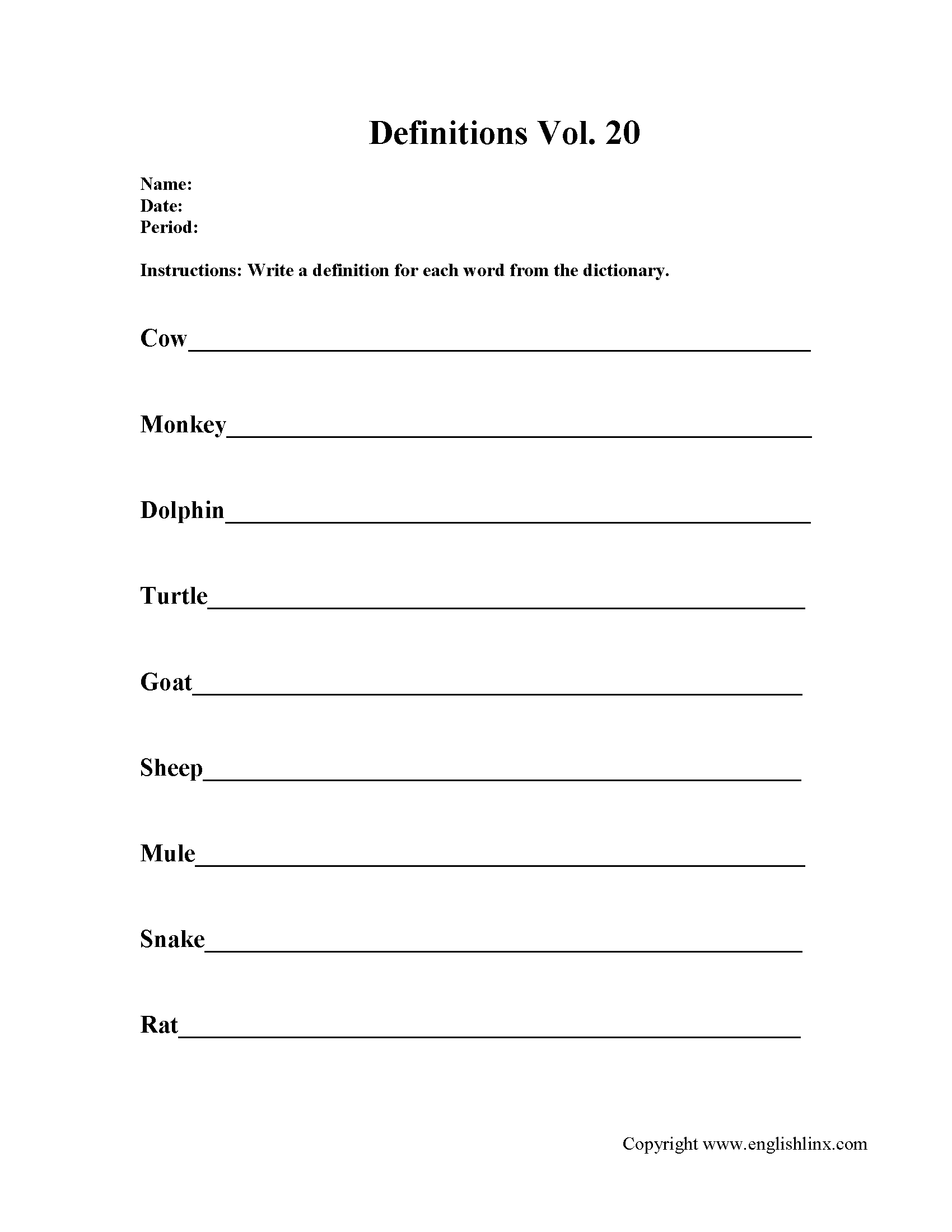 Englishlinx Writing Definition Worksheets Englishlinx Writing Definition Worksheets
