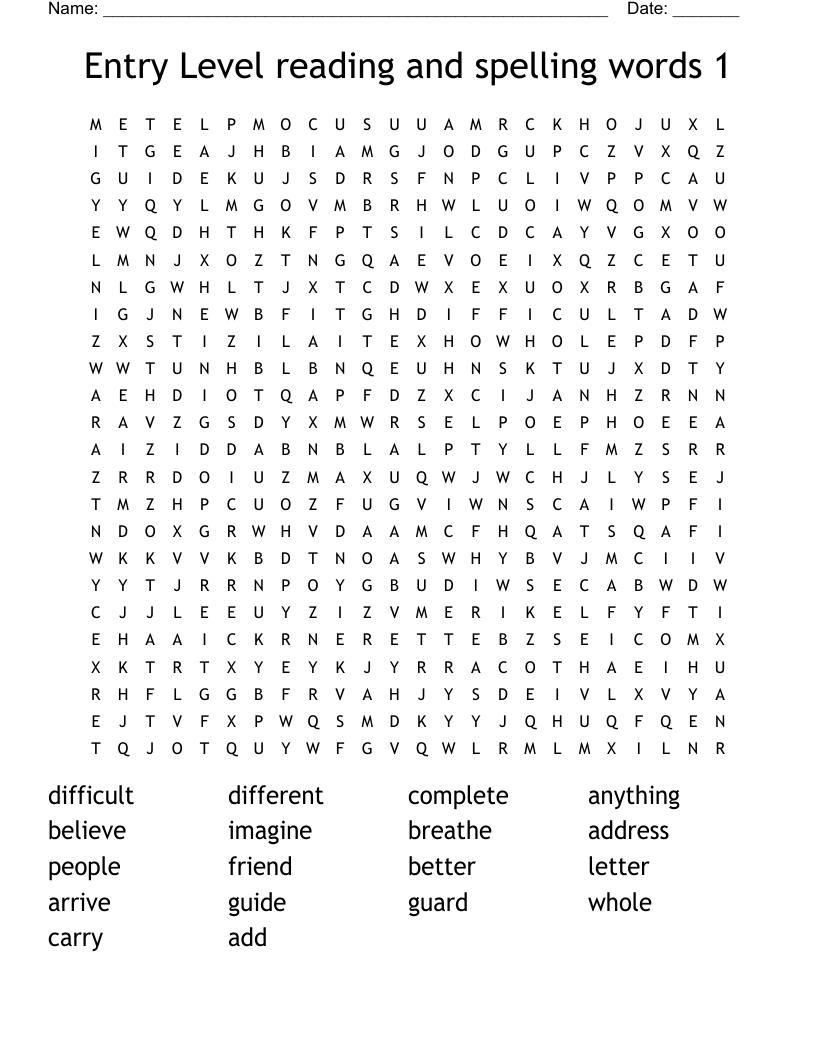 Spelling Crossword Puzzle Worksheet For 1st Grade Free Printable