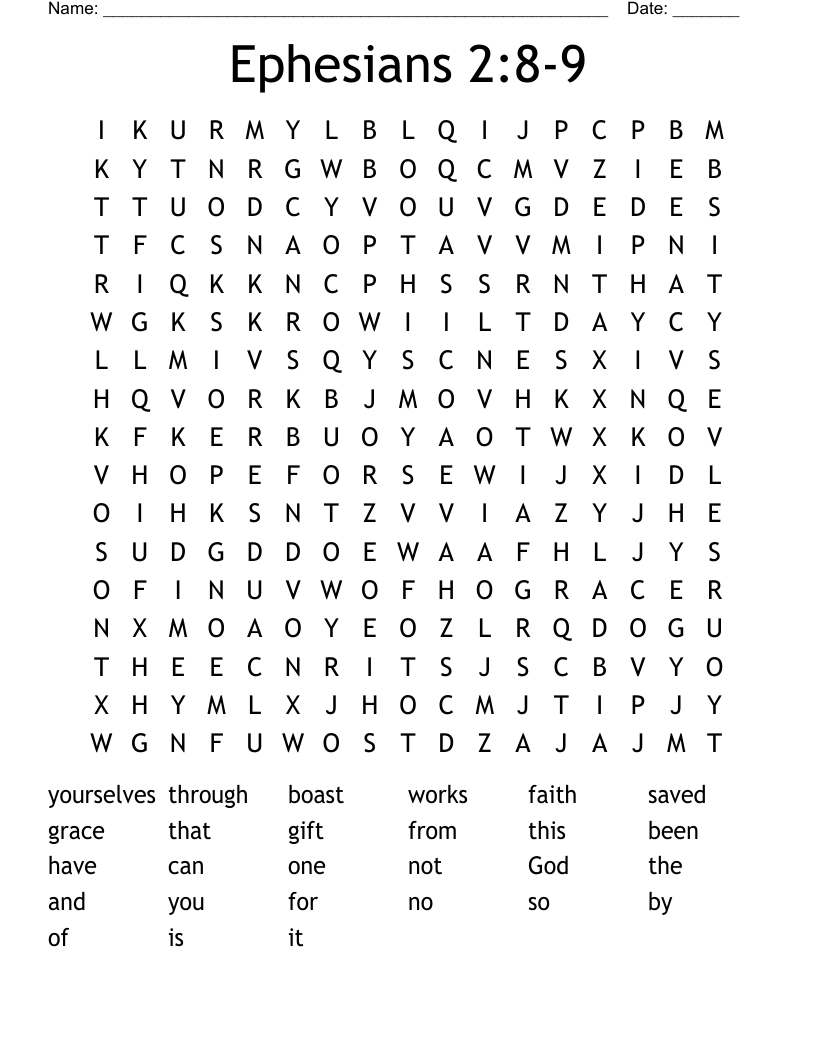 Ephesians 2 8 9 Word Search WordMint