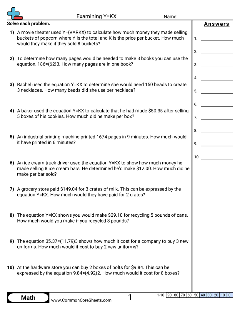 Examining Y KX Worksheet Download Examining Y KX Worksheet Download