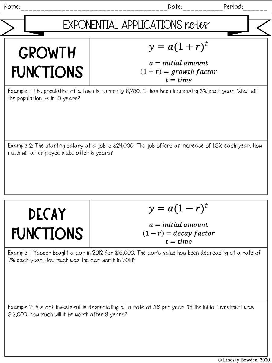 Exponential Functions Notes And Worksheets Lindsay Bowden Worksheets Library
