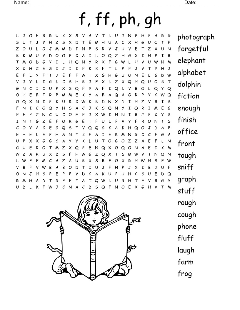 F Ff Ph Gh Word Search WordMint
