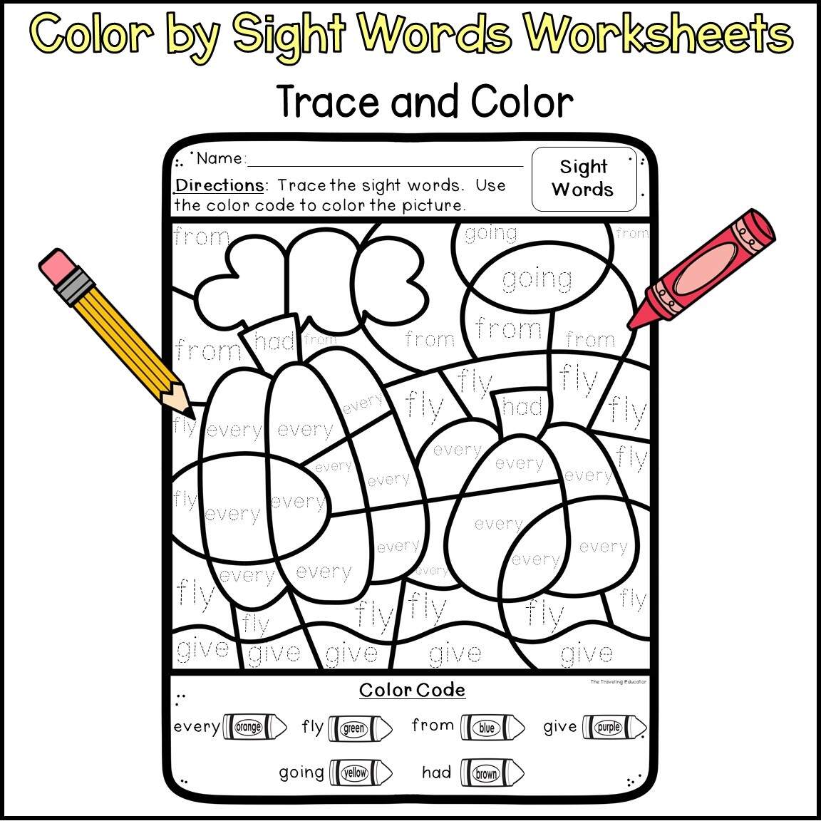 Fall Color By Sight Words For 1st And 2nd Grade The Traveling Educator