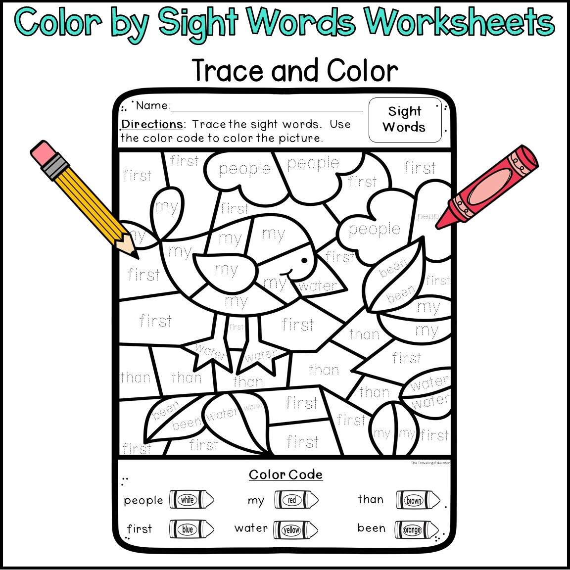 Fall Color By Sight Words For 1st Grade The Traveling Educator