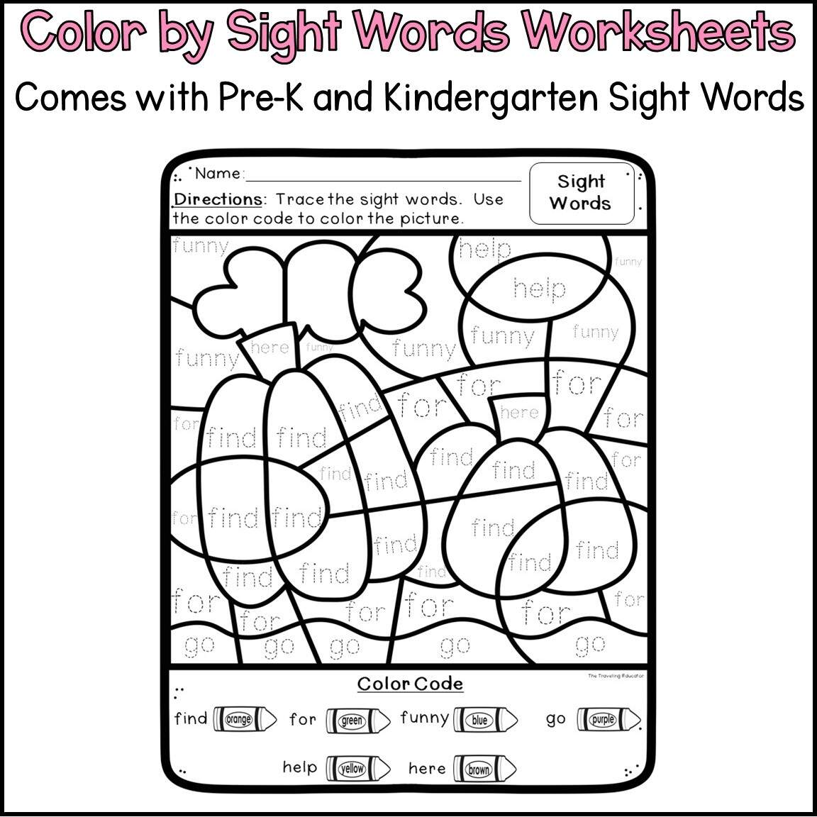Fall Coloring Pages Color By Sight Words For Pre K And Kindergarten Made By Teachers