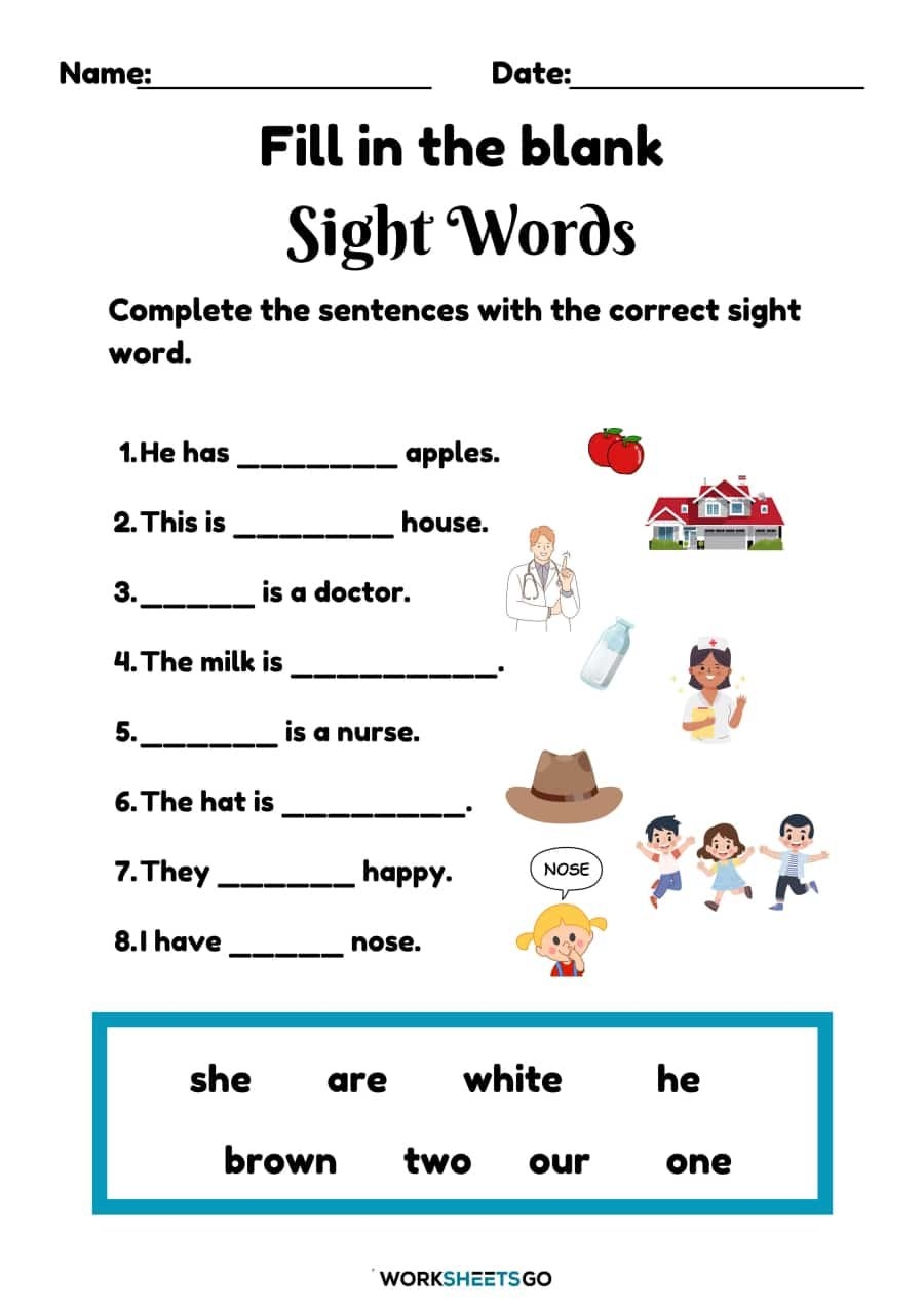 Fill In The Blanks Sight Words Worksheets WorksheetsGO Fill In The Blanks Sight Words Worksheets WorksheetsGO