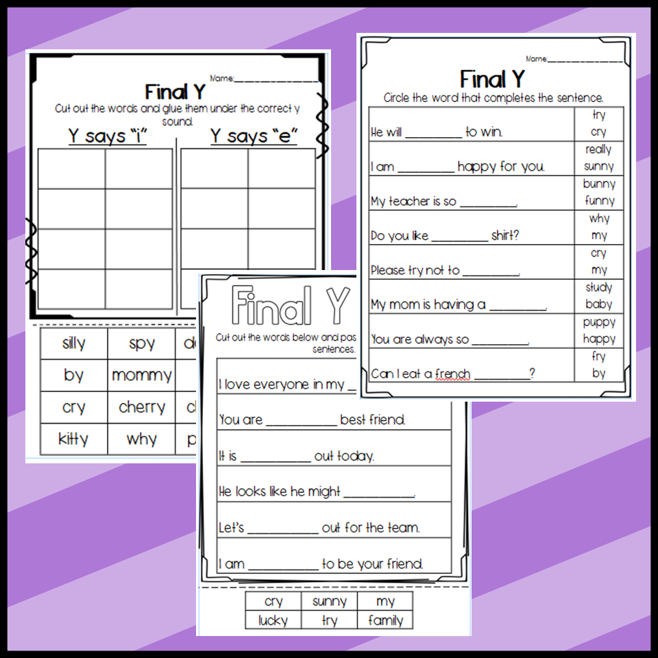 Final Y Worksheets Y Says Long I Or Long E Made By Teachers