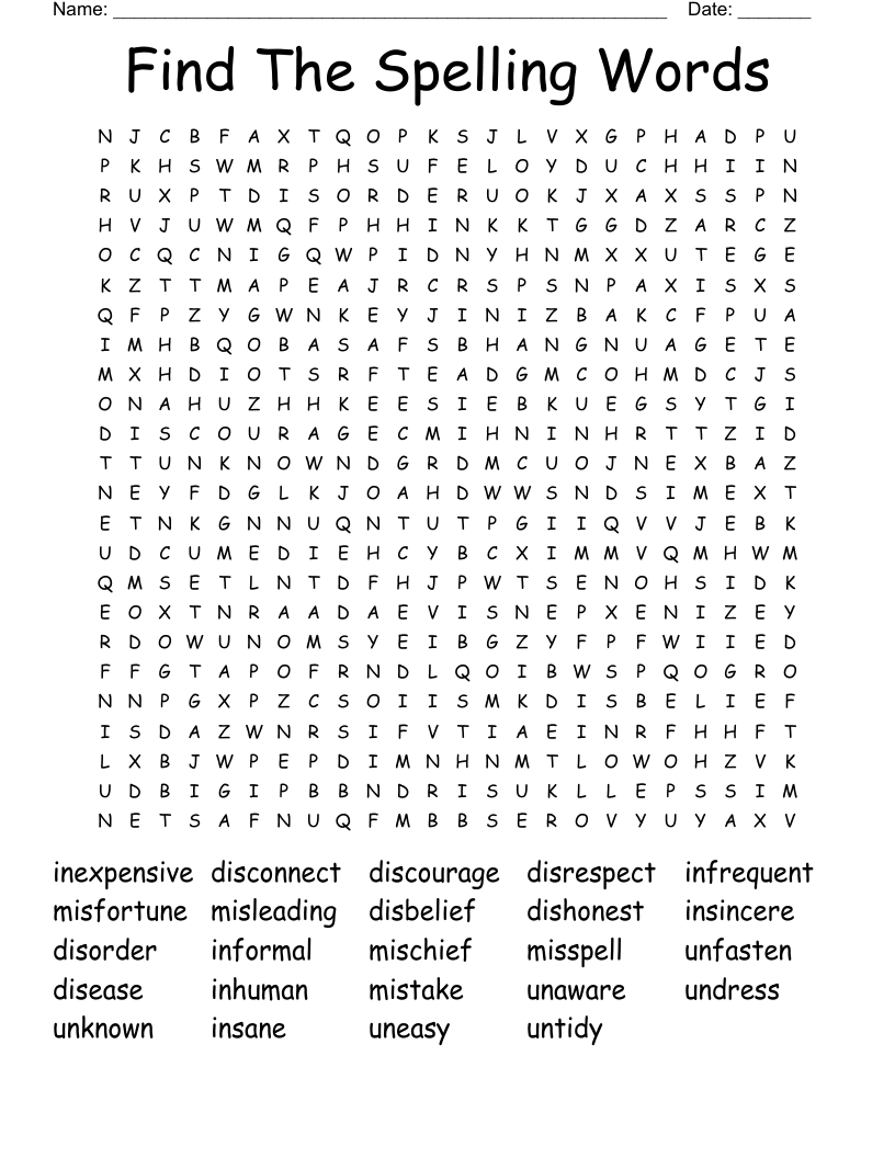 Find The MISSPELLed Words Word Search WordMint