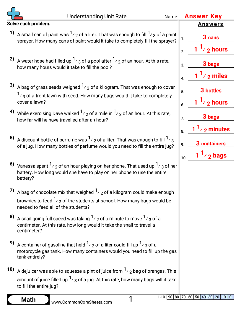 Finding Rate Worksheets