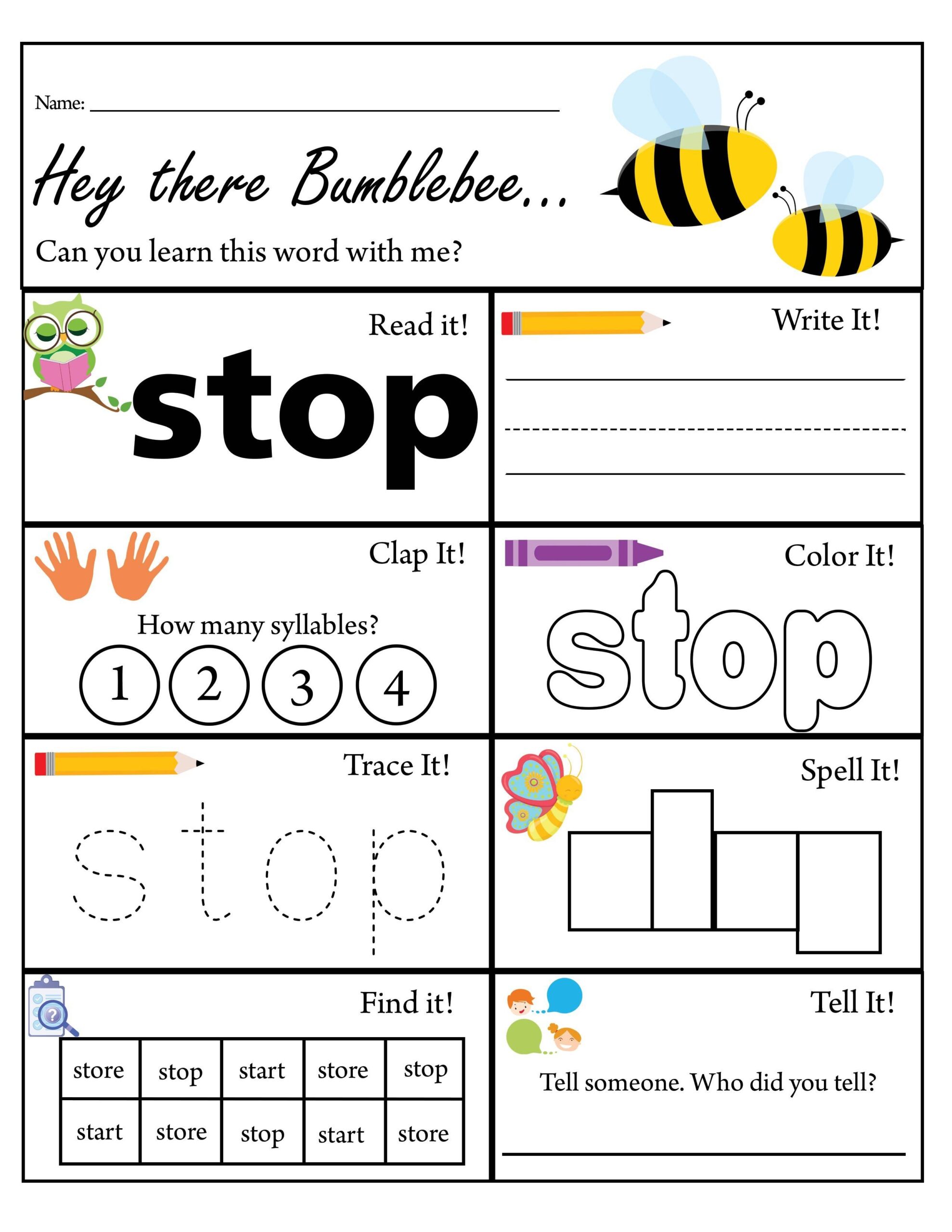 First Grade Sight Word Stop Worksheet Dolch Sight Words TPT First Grade Sight Word Stop Worksheet Dolch Sight Words TPT