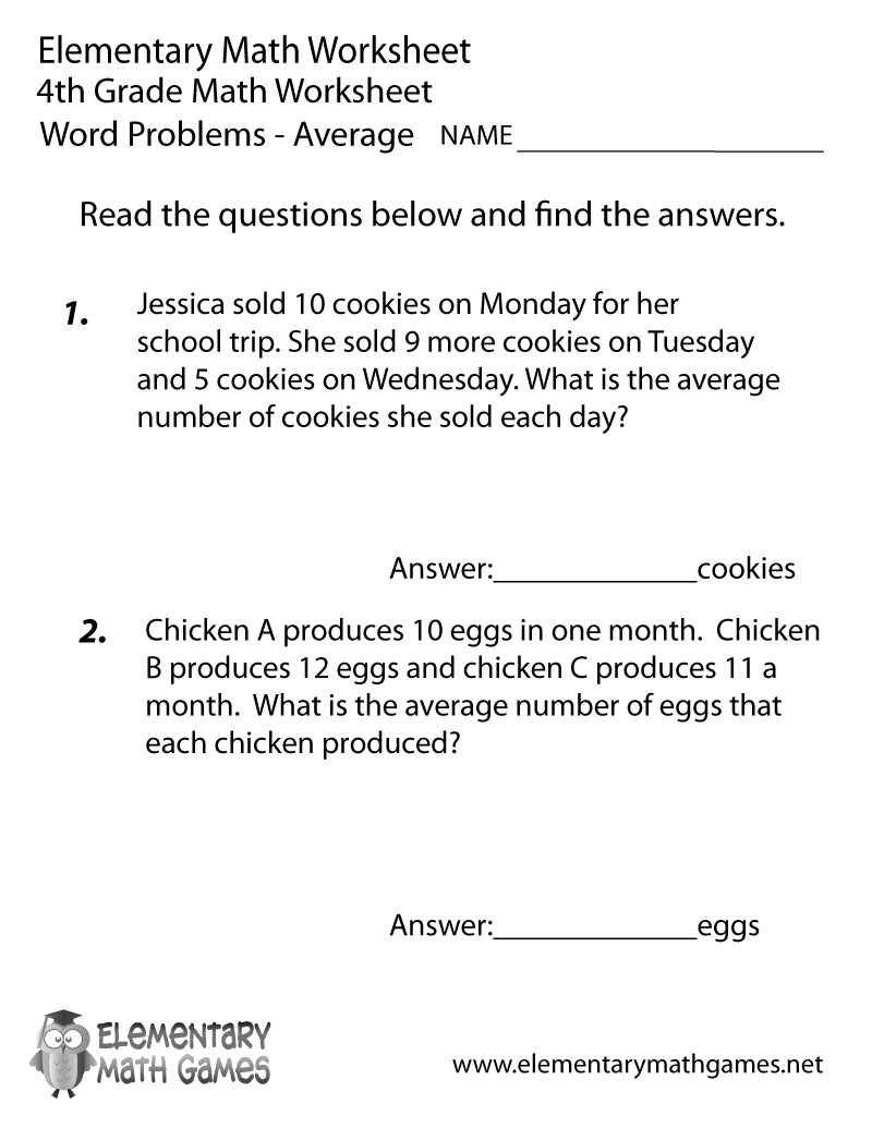Fourth Grade Word Problems Worksheet 4th Grade Math Word Problems