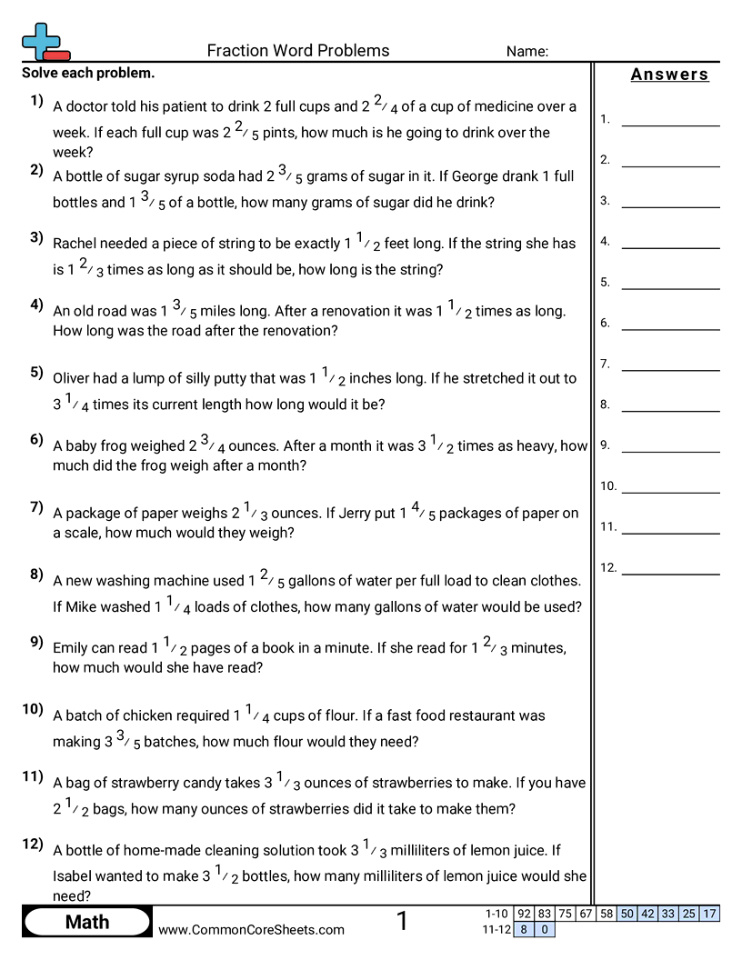 Fraction Word Problems Worksheet Download Fraction Word Problems Worksheet Download