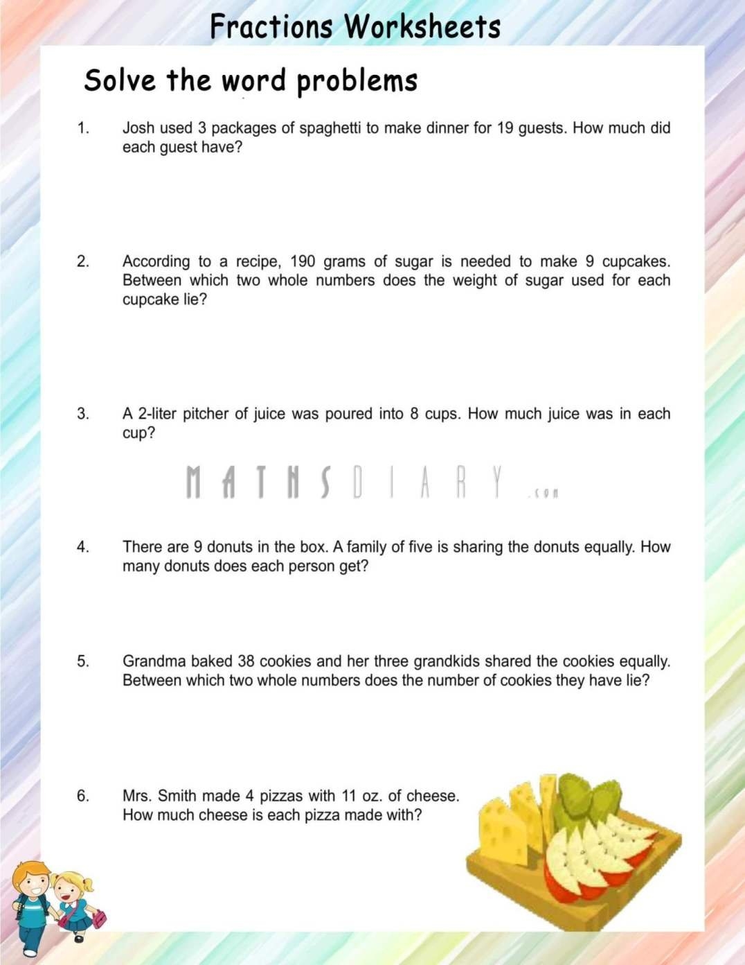 Fractions Word Problems Dividing Whole Number Worksheets Math Worksheets MathsDiary Fractions Word Problems Dividing Whole Number Worksheets Math Worksheets MathsDiary