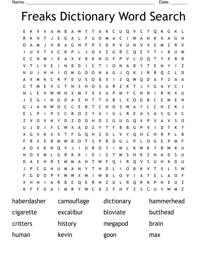 Freaks Dictionary Word Search WordMint