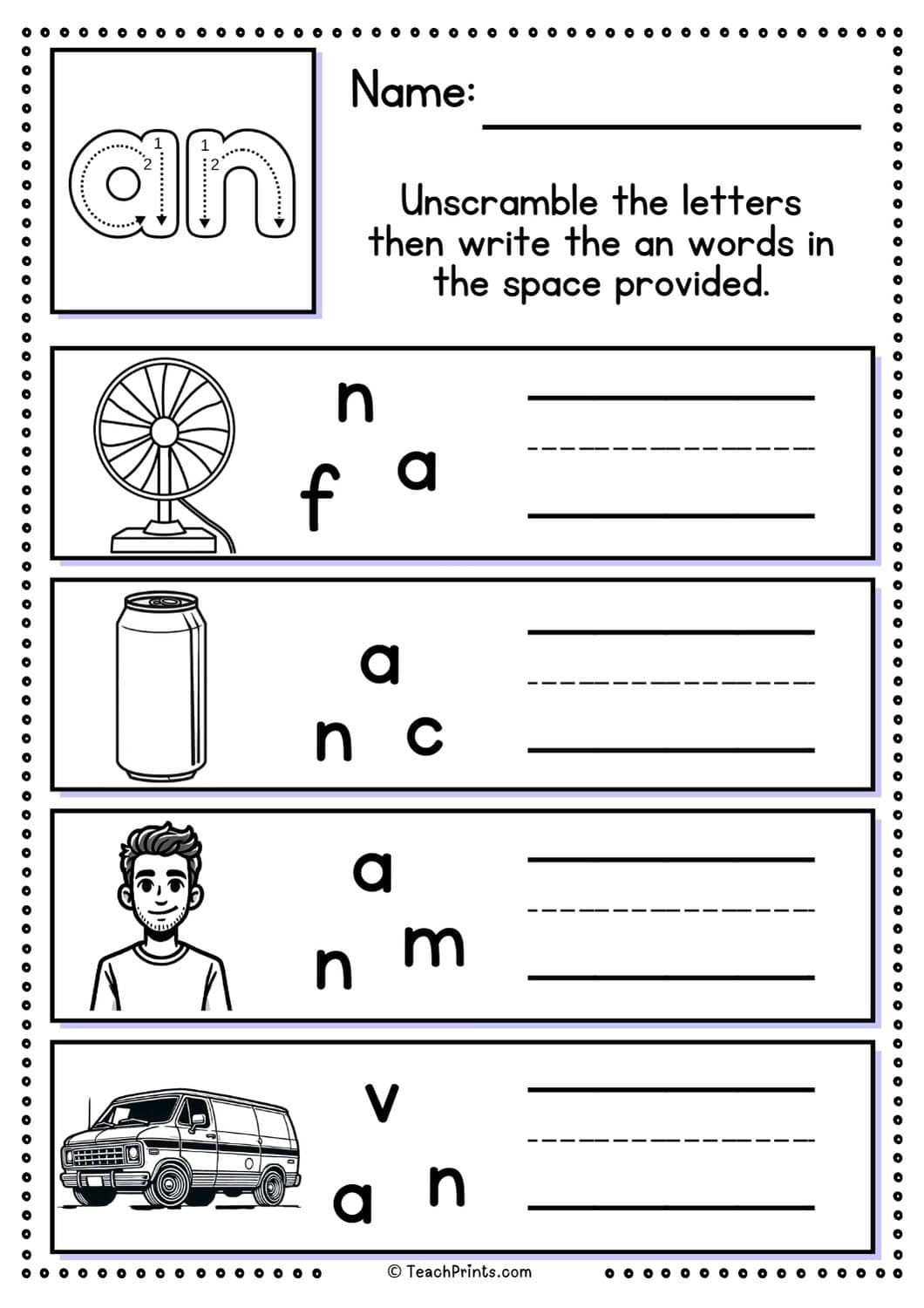 Free An Word Family Worksheets Teach Prints Free An Word Family Worksheets Teach Prints