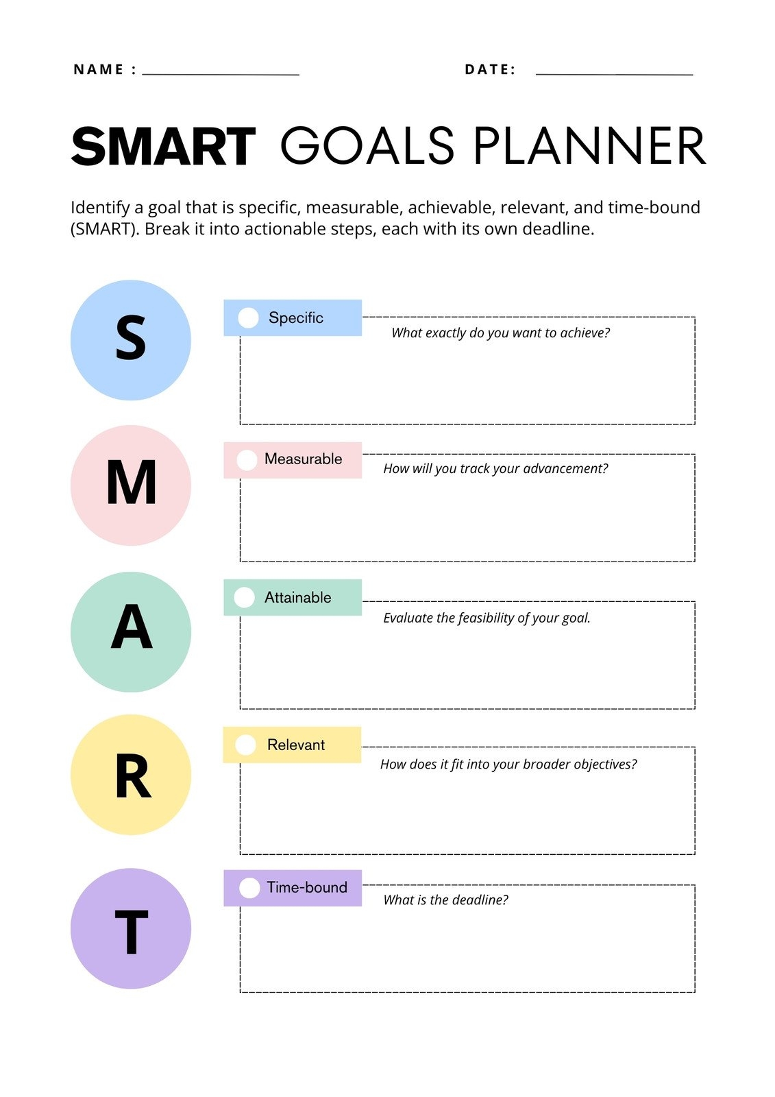 5 SMART Goal Setting Worksheets Templates 2024 Update Develop Good Habits